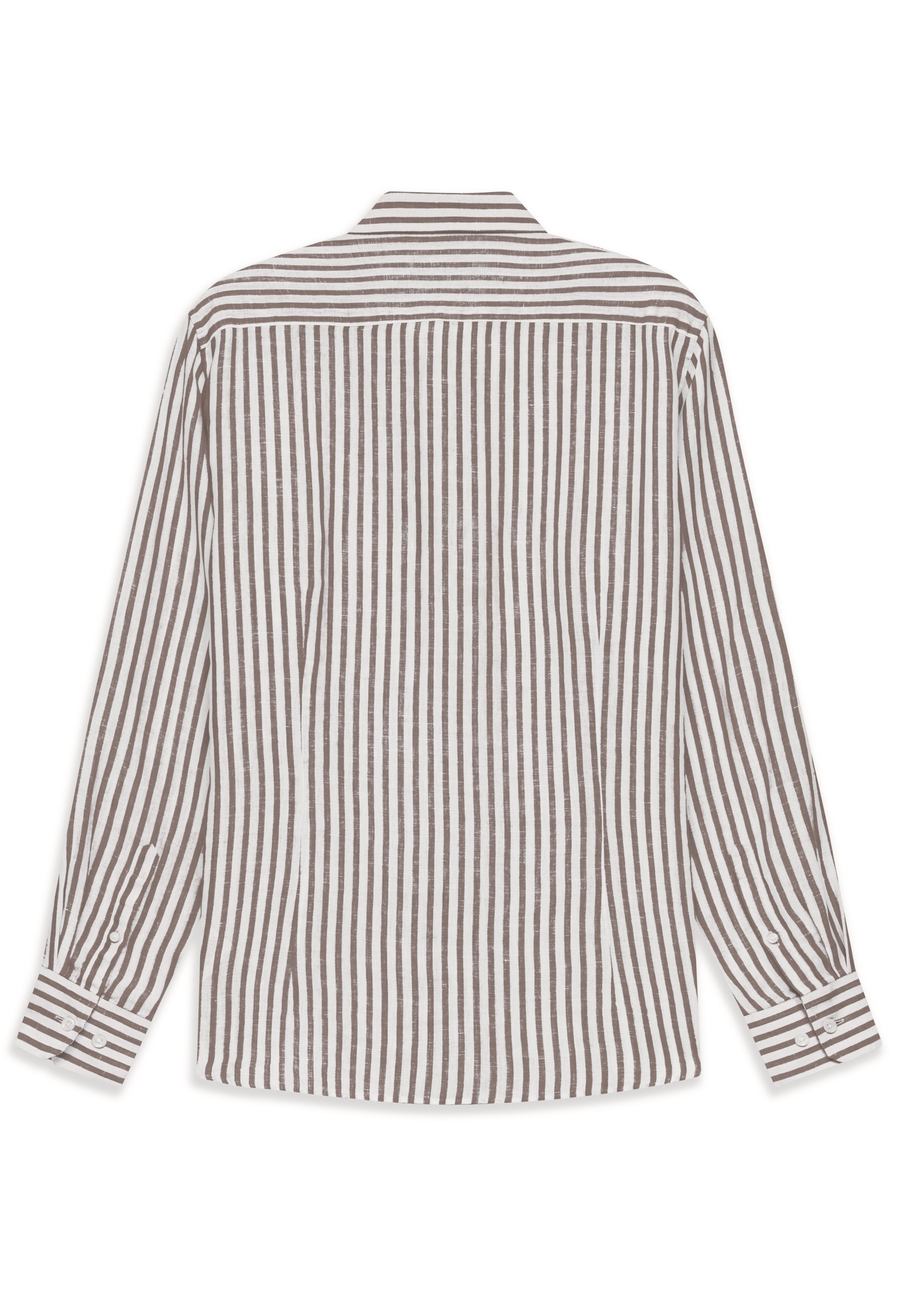 bugatti Leinenhemd »Modern Fit« gestreift mit Kentkragen