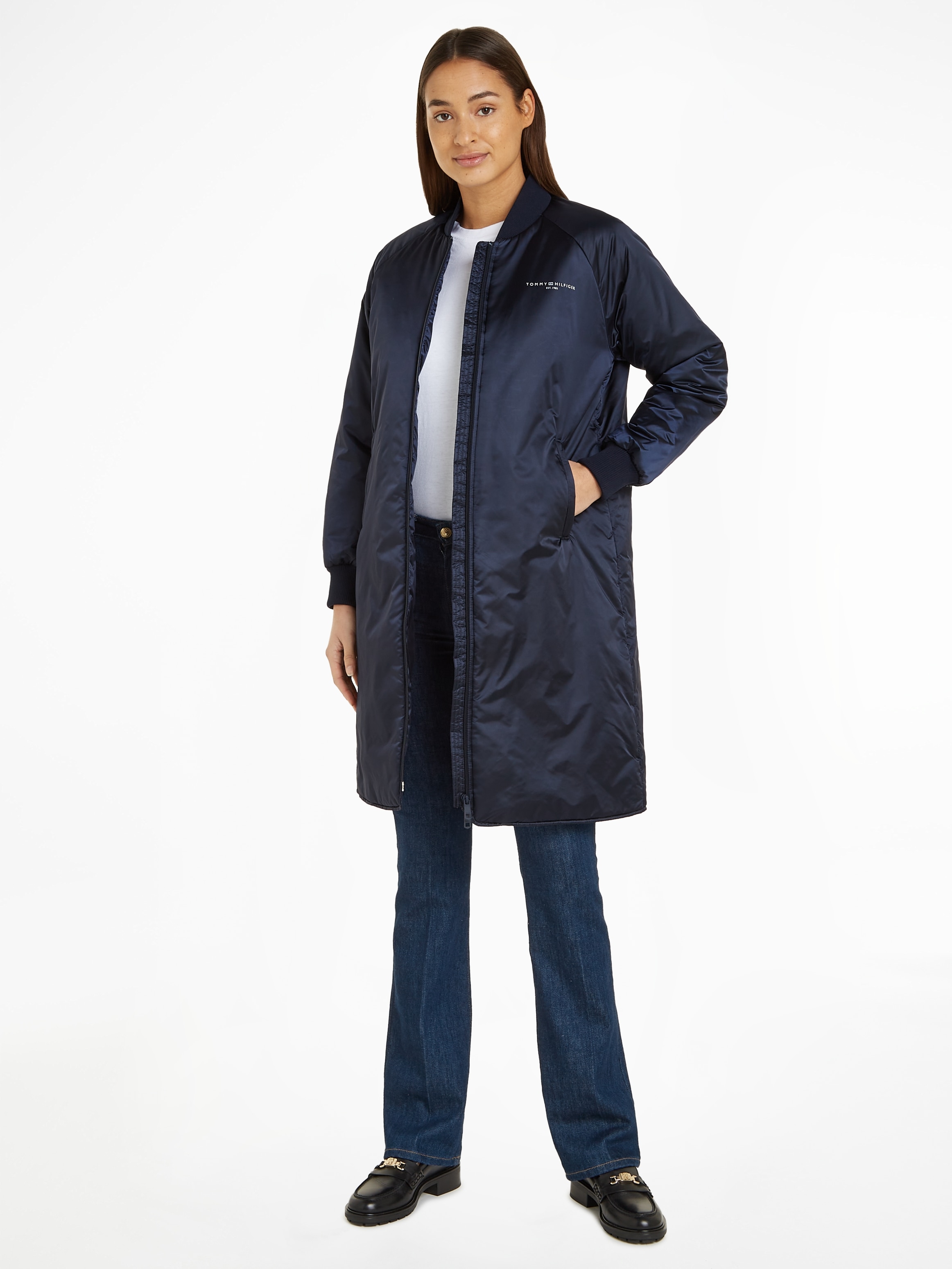 Tommy Hilfiger Kurzmantel »ESS MINI CORP REGULAR COAT«, mit Logoschriftzug