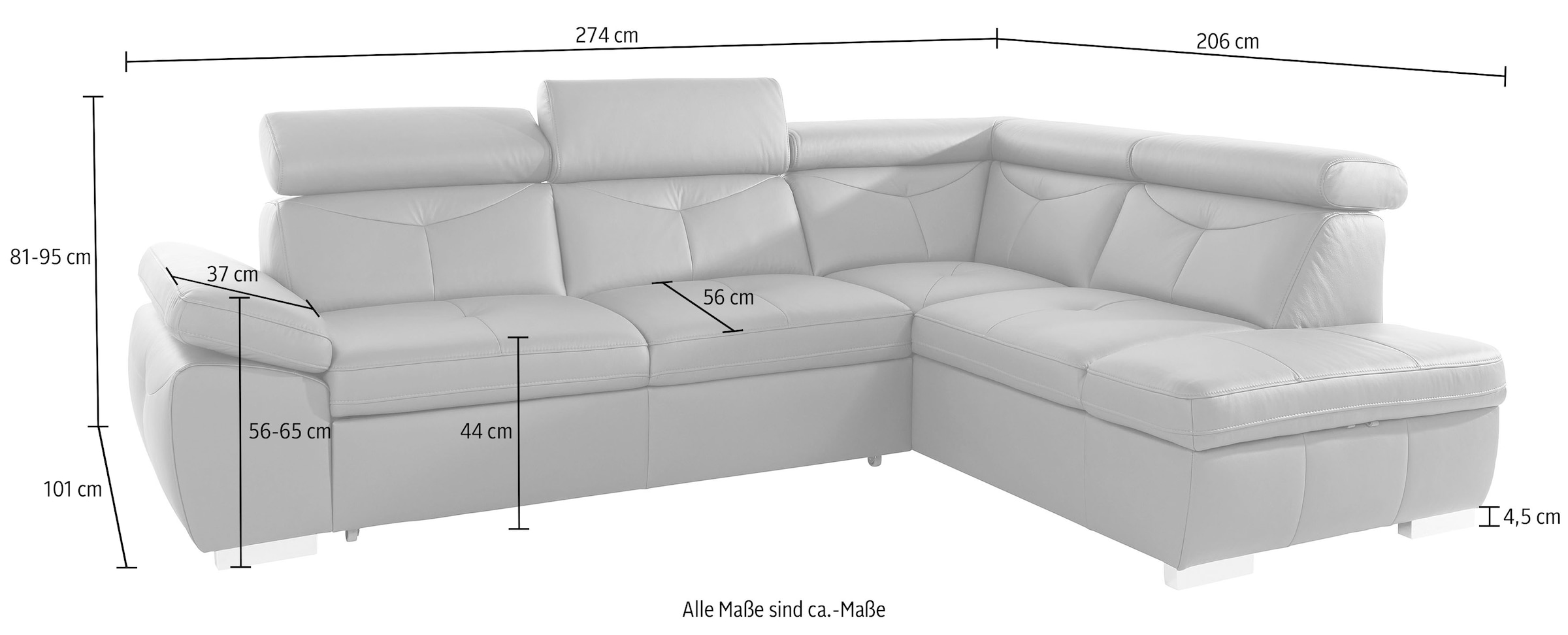 exxpo - sofa fashion Ecksofa »Spring, super bequem und komfortabel mit Armteil- und Kopfteilfunktion«, wahlweise mit Bettfunktion und Bettkasten, L-Form