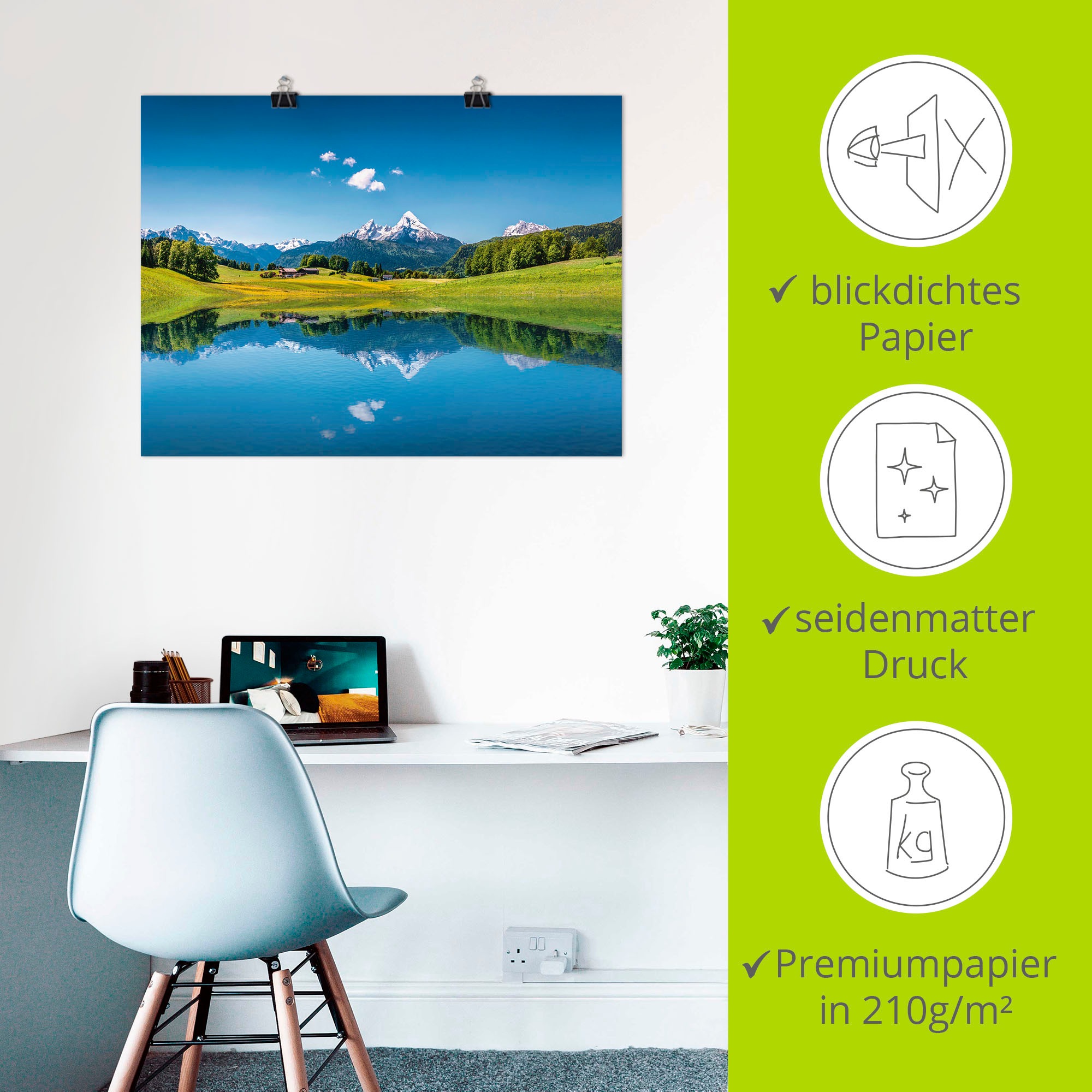 Artland Wandbild »Landschaft in den Alpen«, Berge, (1 St.), als Alubild, Outdoorbild, Leinwandbild, Poster in verschied. Größen