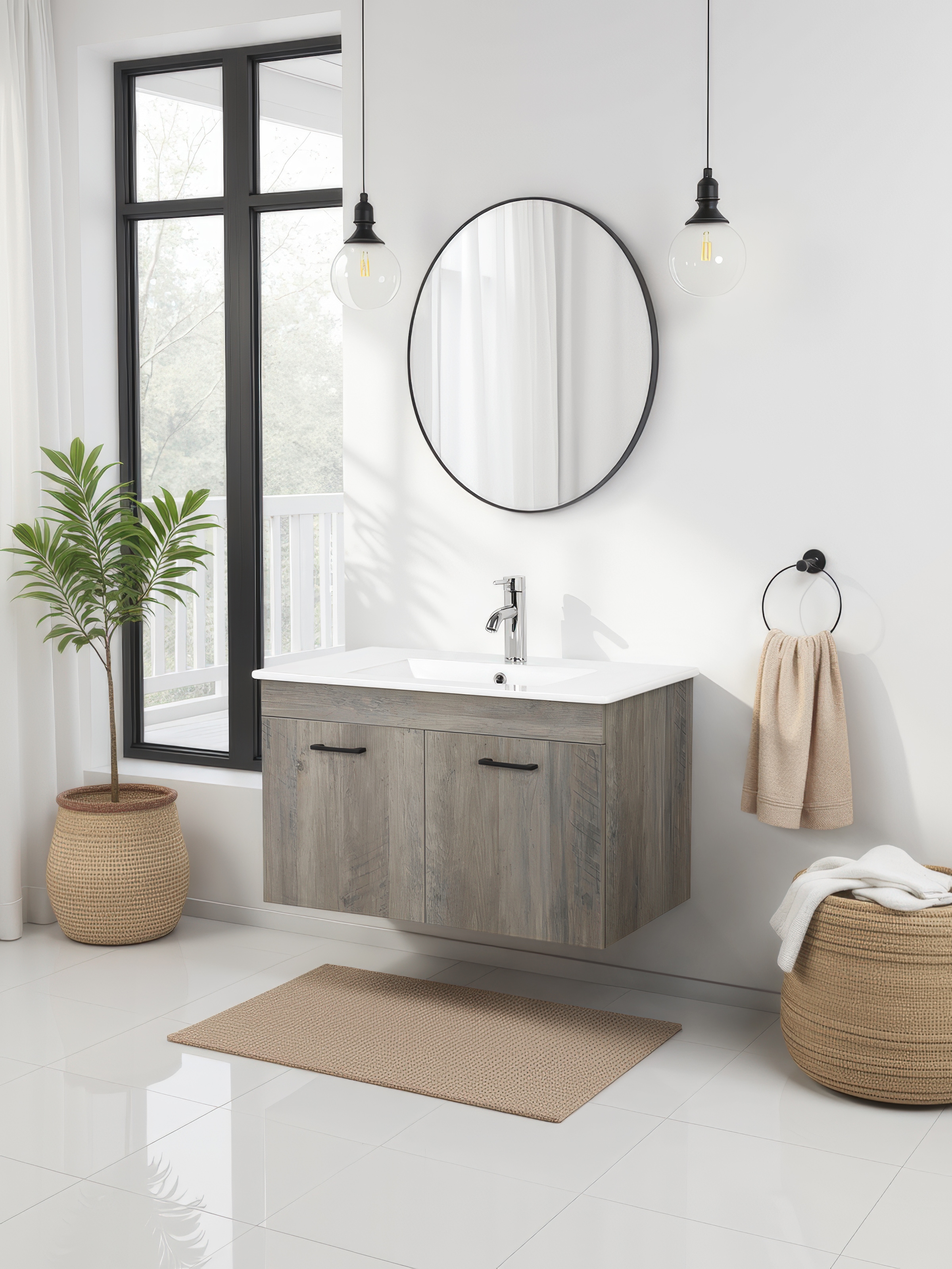 welltime Waschtisch »Florenz, Breite 60cm, 2 Tür, 2 Fächer, MDF-Front« Komp günstig online kaufen