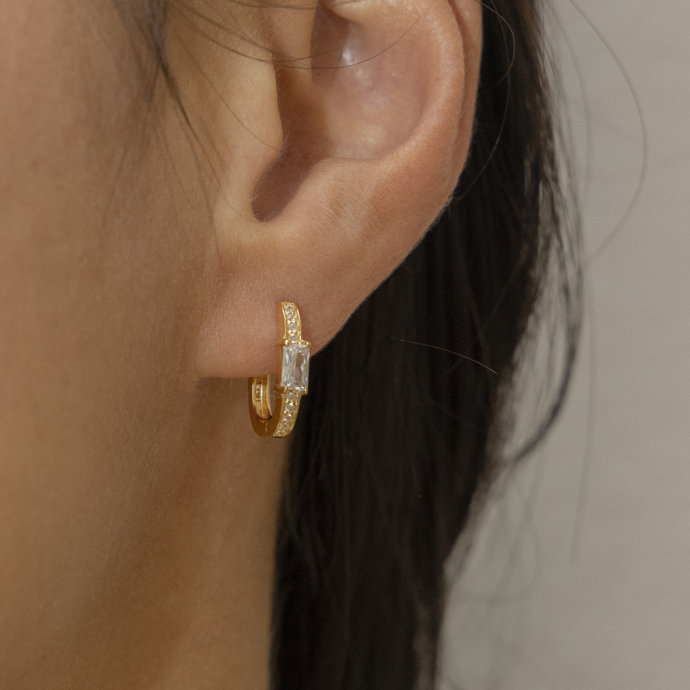 CAÏ Paar Creolen »925 Silber vergoldet Zirkonia«