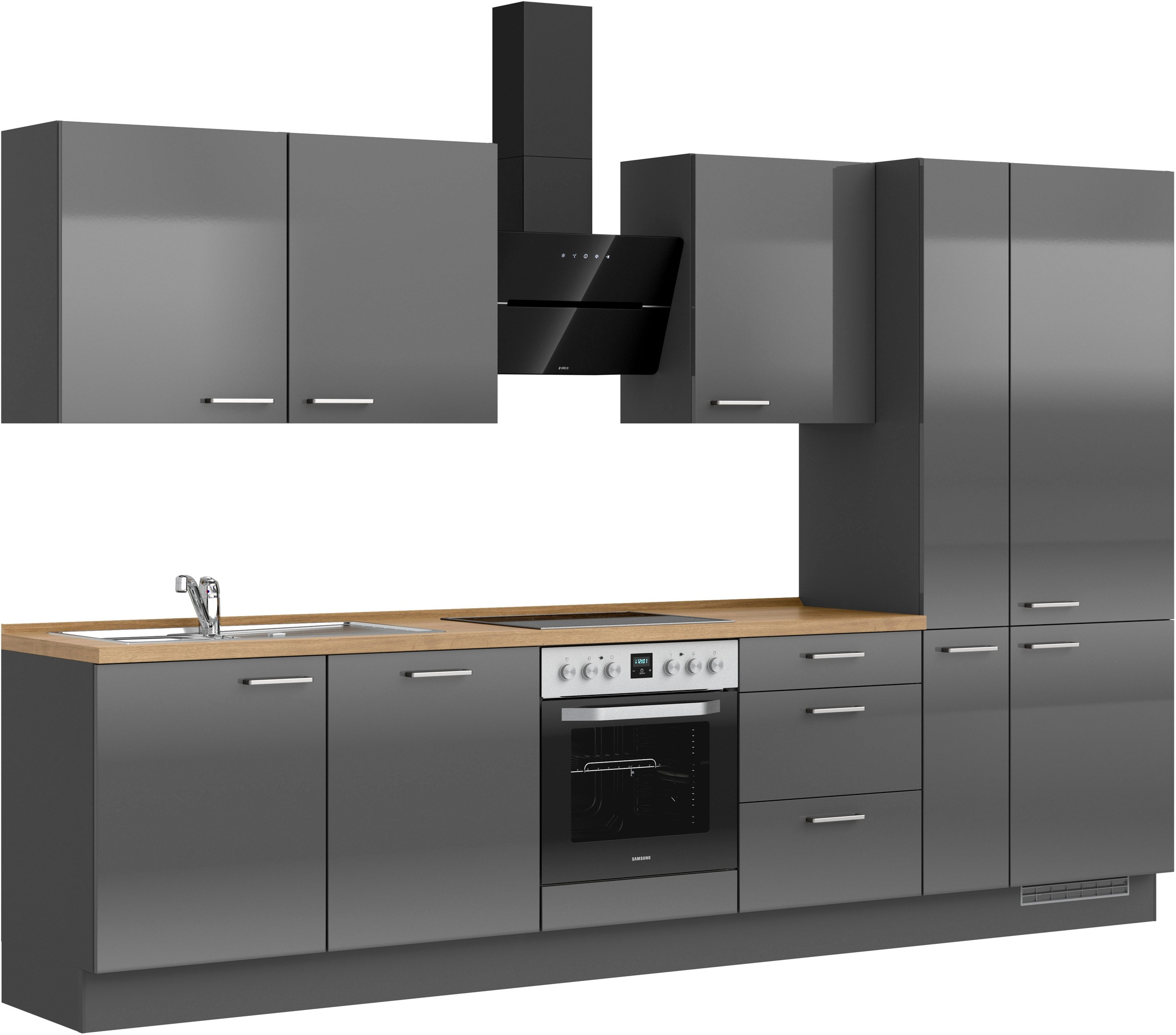 nobilia® Küchenzeile »"Flash II"«, vormontiert, Ausrichtung wählbar, Breite 330 cm, wahlw. mit E-Geräten