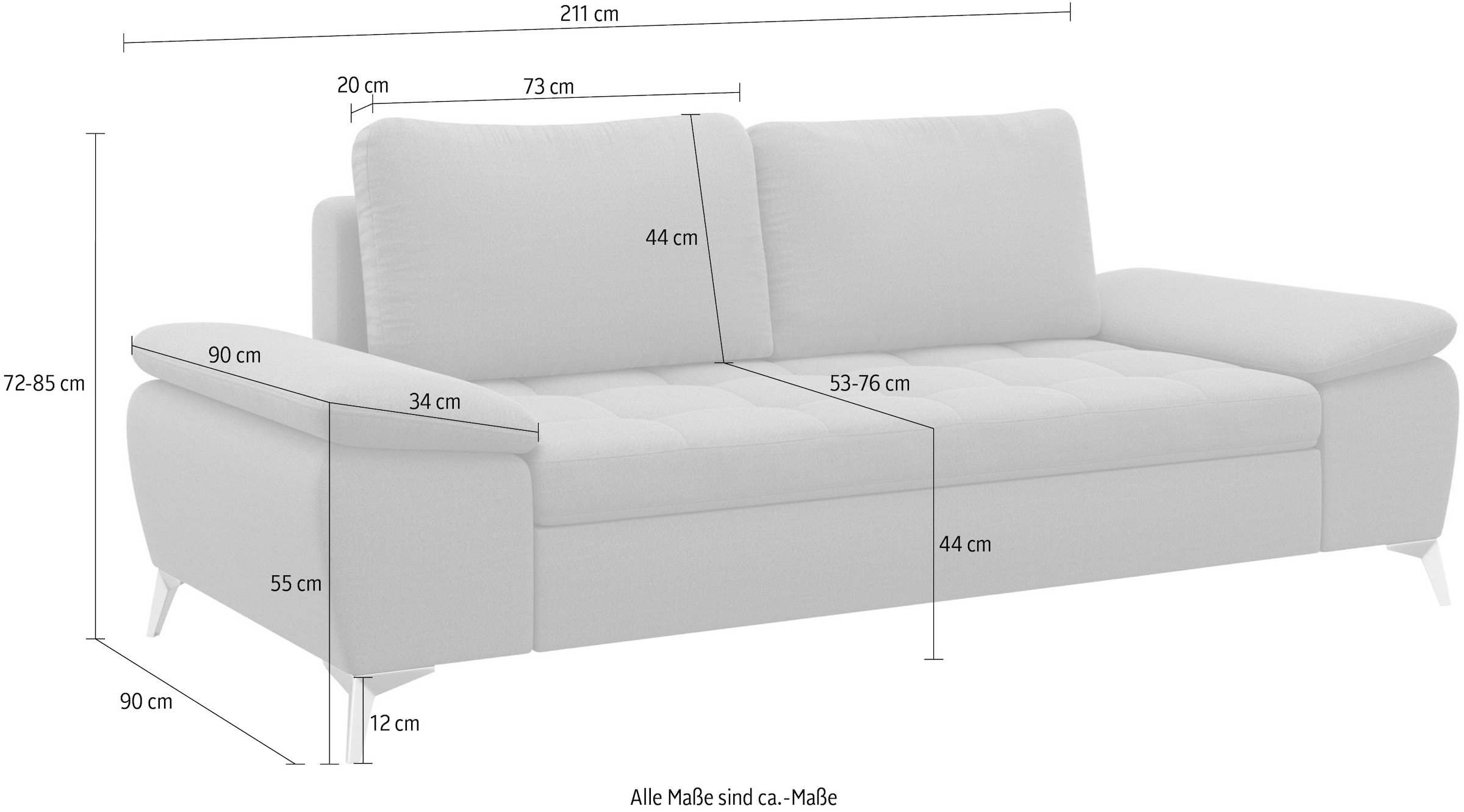 sit&more 2,5-Sitzer »Latigo«, mit hochwertigen Metallfüßen