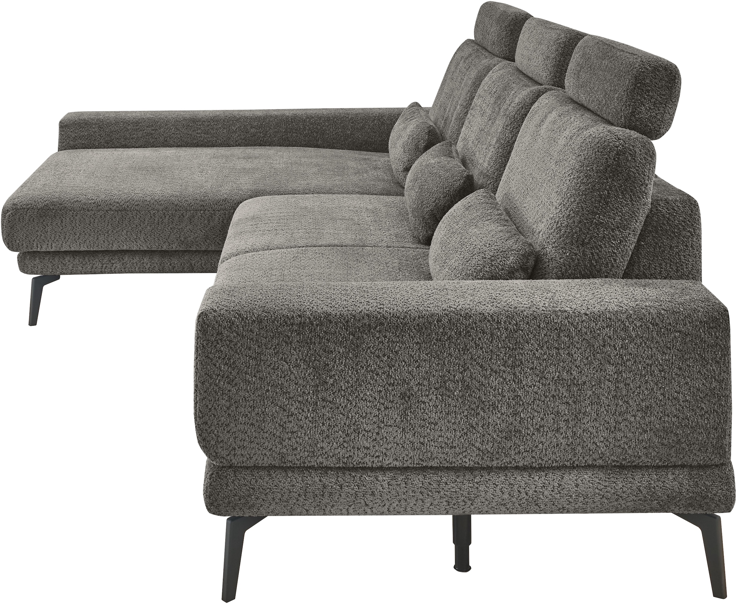 set one by Musterring Ecksofa »SO 3600, inkl motor. Sitztiefenverstellung, Kopfstützen, Nierenkissen«, Sitzhöhe 44 cm, Kaltschaum, Breite 293 x Tiefe 180 cm, Kama anthrazit