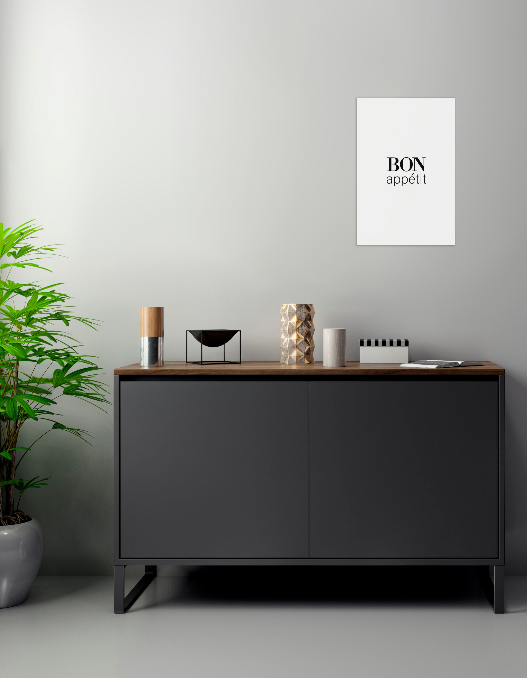 queence Wanddekoobjekt »BON appétit«, Stahlschild, Blechschild, Spruch, Witzig, Wanddeko, retro, 20x30cm