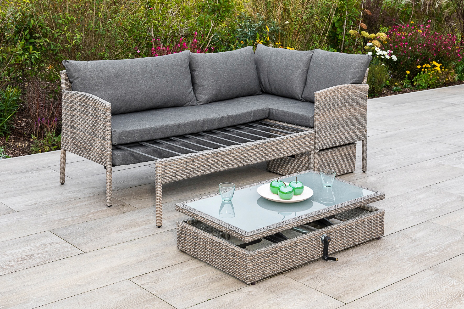 MERXX Balkonset »Viletta« 3 Stk. tlg. Ecksofa, höhenverstellbarer Tisch, mi günstig online kaufen