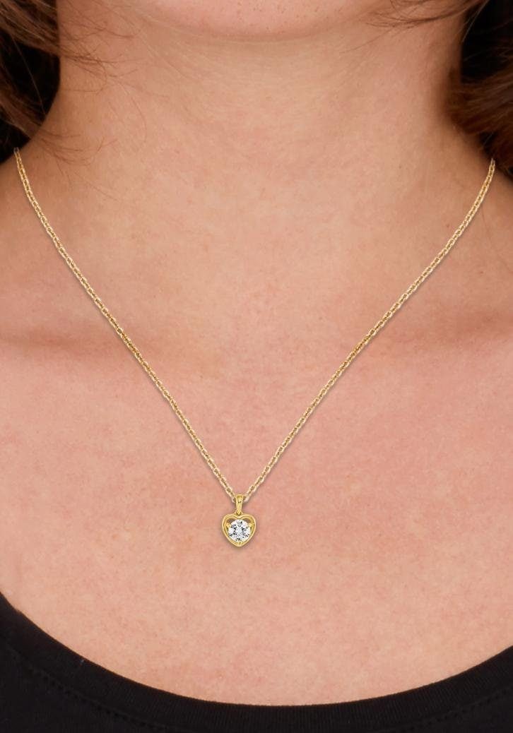 Amor Kette mit Anhänger »Herz, 2022292«, mit Zirkonia (synth.)