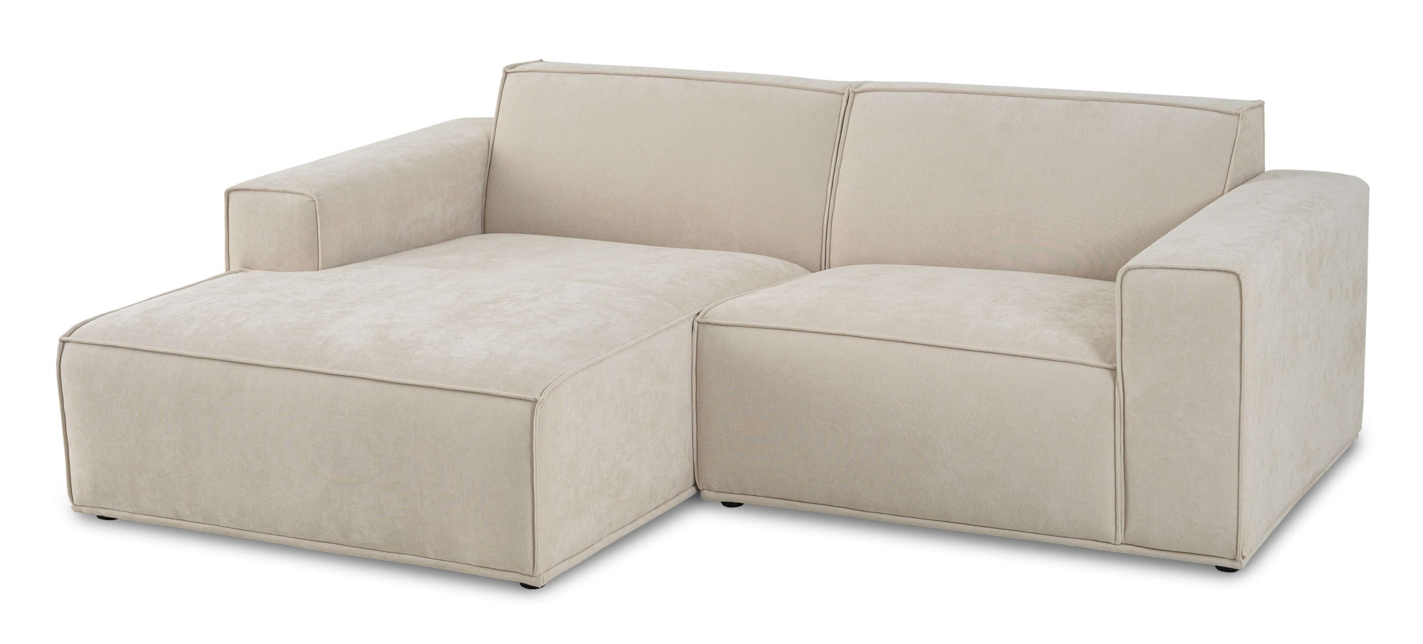 Home affaire Ecksofa »Avelin, 228 cm, L-Form, Chenille, Struktur-Boucle«, mit Wellenunterfederung, Kedernaht, bodentief, Skandi-Design