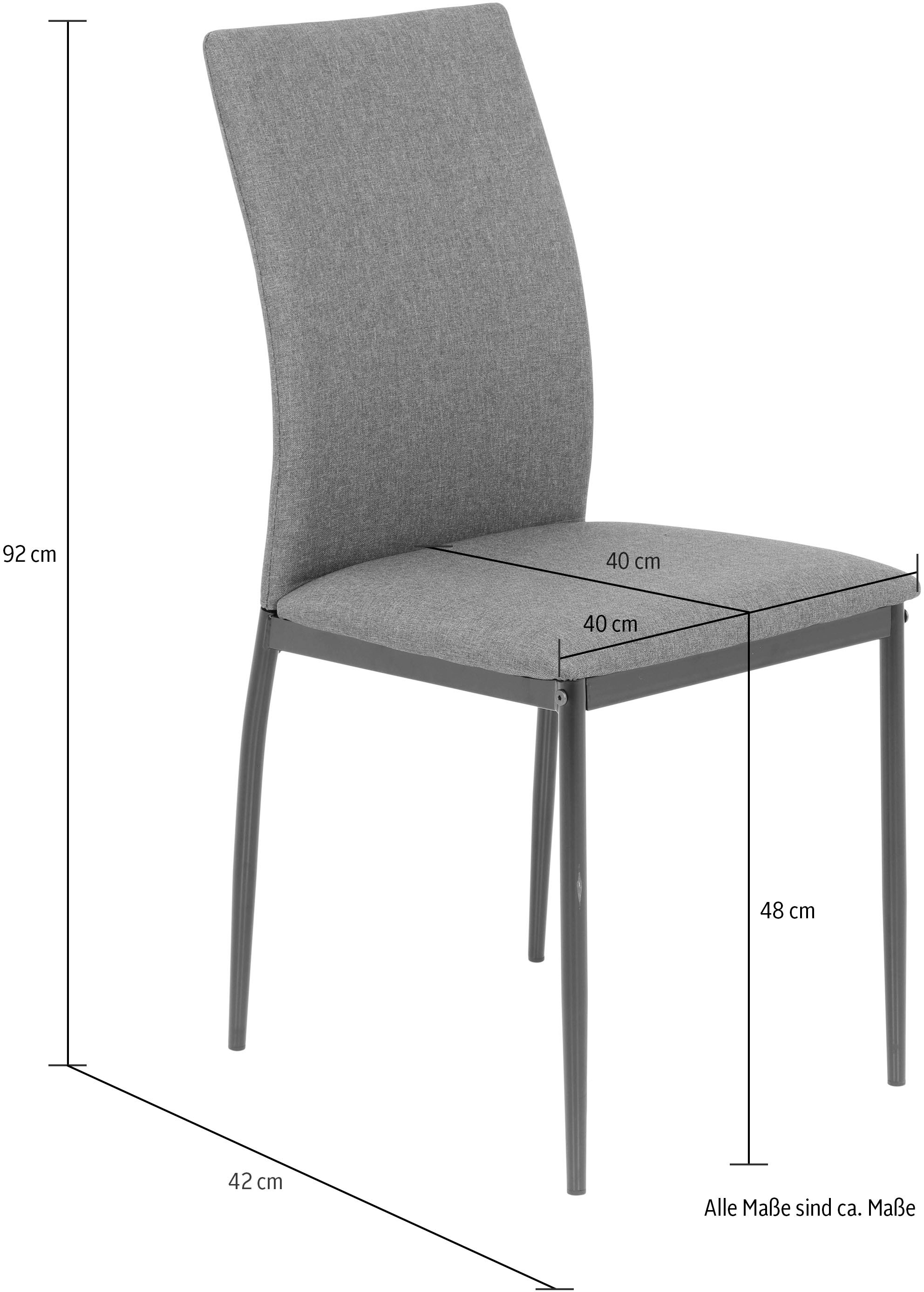 Home affaire Essgruppe »ALIZIA Tischgruppe Küche Esszimmer, Tisch Stühle«, (Set, 5 tlg.), Tischplatte Stein Breite 140 cm, Flachgewebe, Belastbarkeit 120 KG