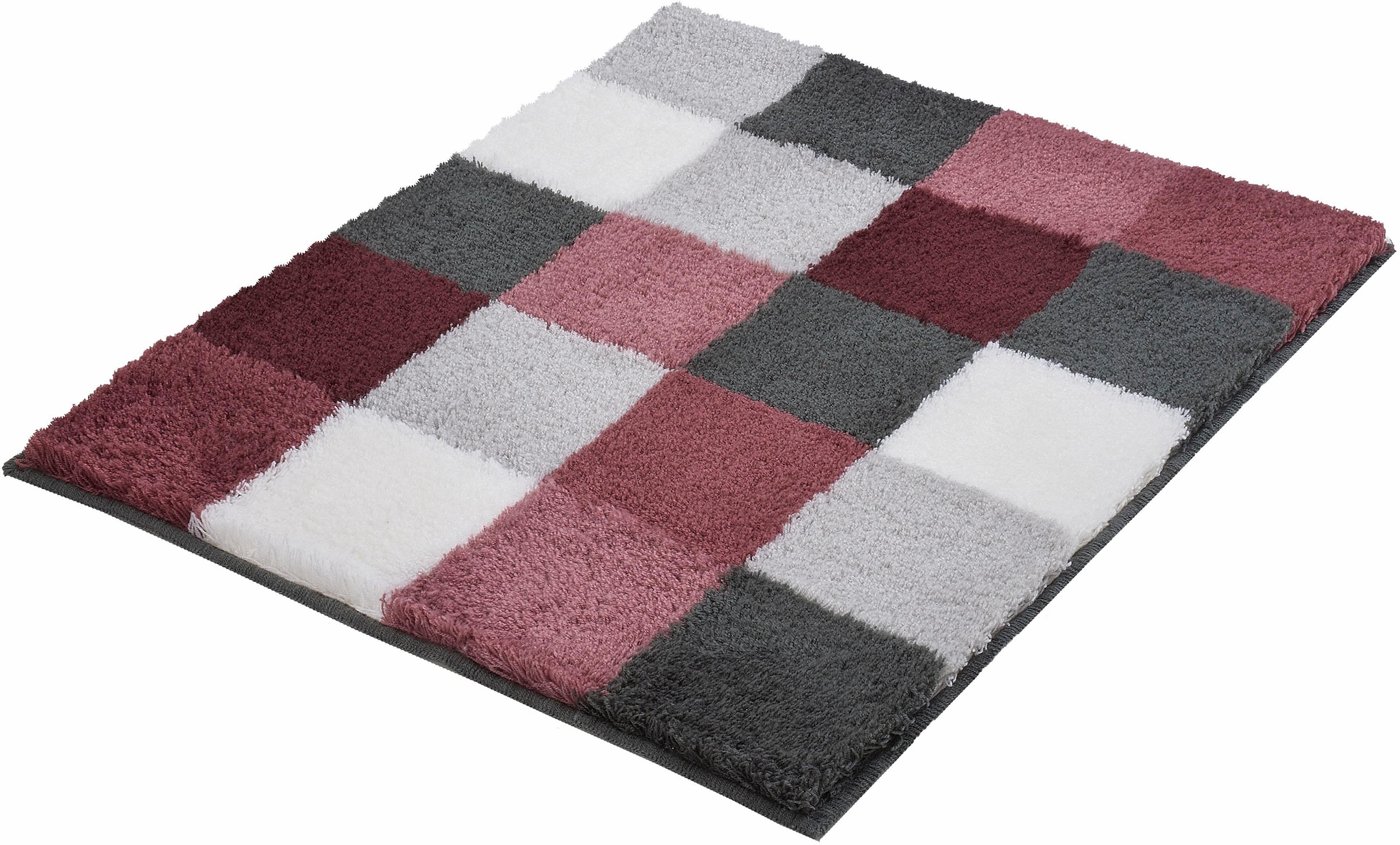 Kleine Wolke Badematte »Caro«, rutschhemmend beschichtet, fußbodenheizungsgeeignet, Badteppich, modernes Karo-Muster, Pastell-Farben, waschbar