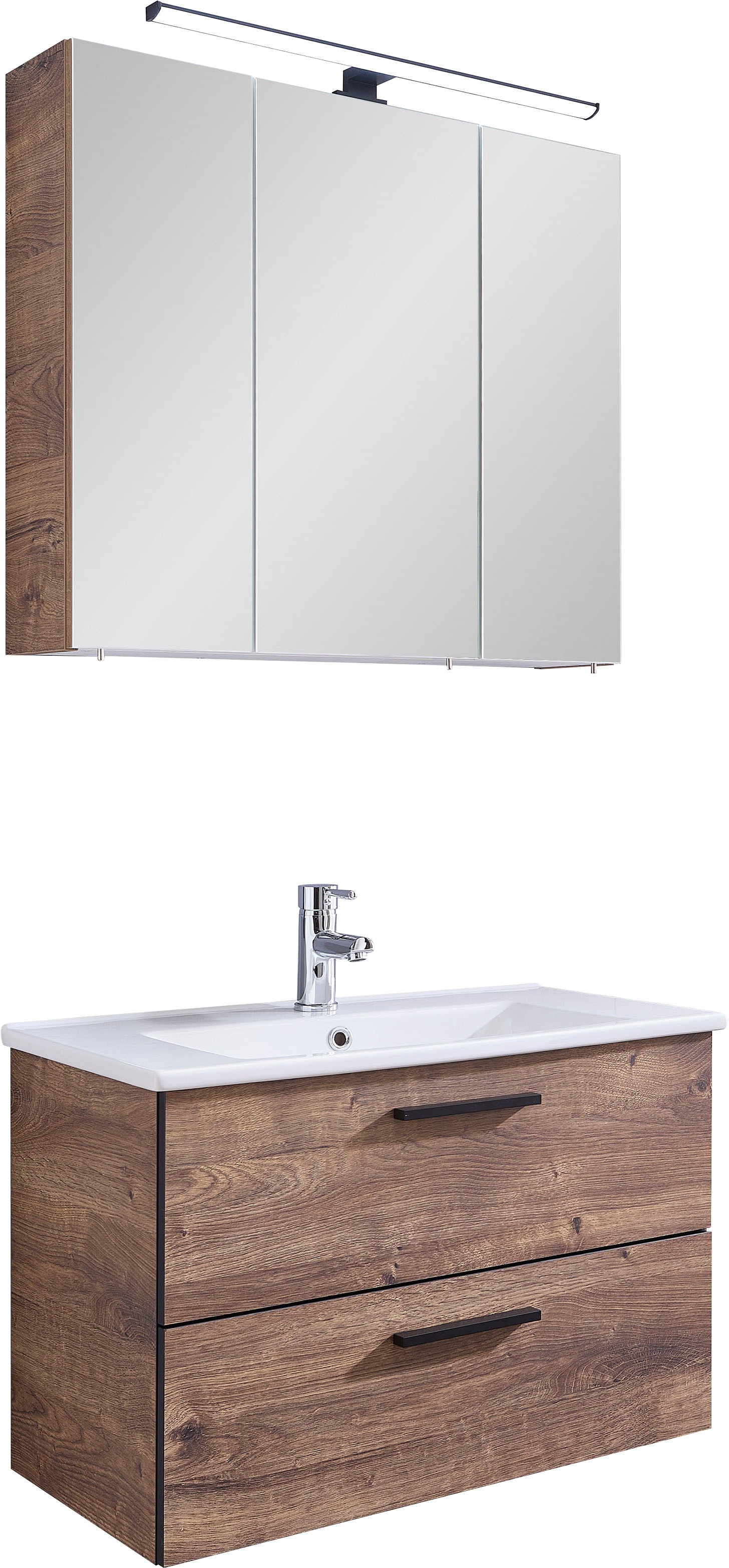 Saphir Badmöbel-Set »Quickset 374 Keramik-Waschtisch mit LED-Spiegelschrank günstig online kaufen