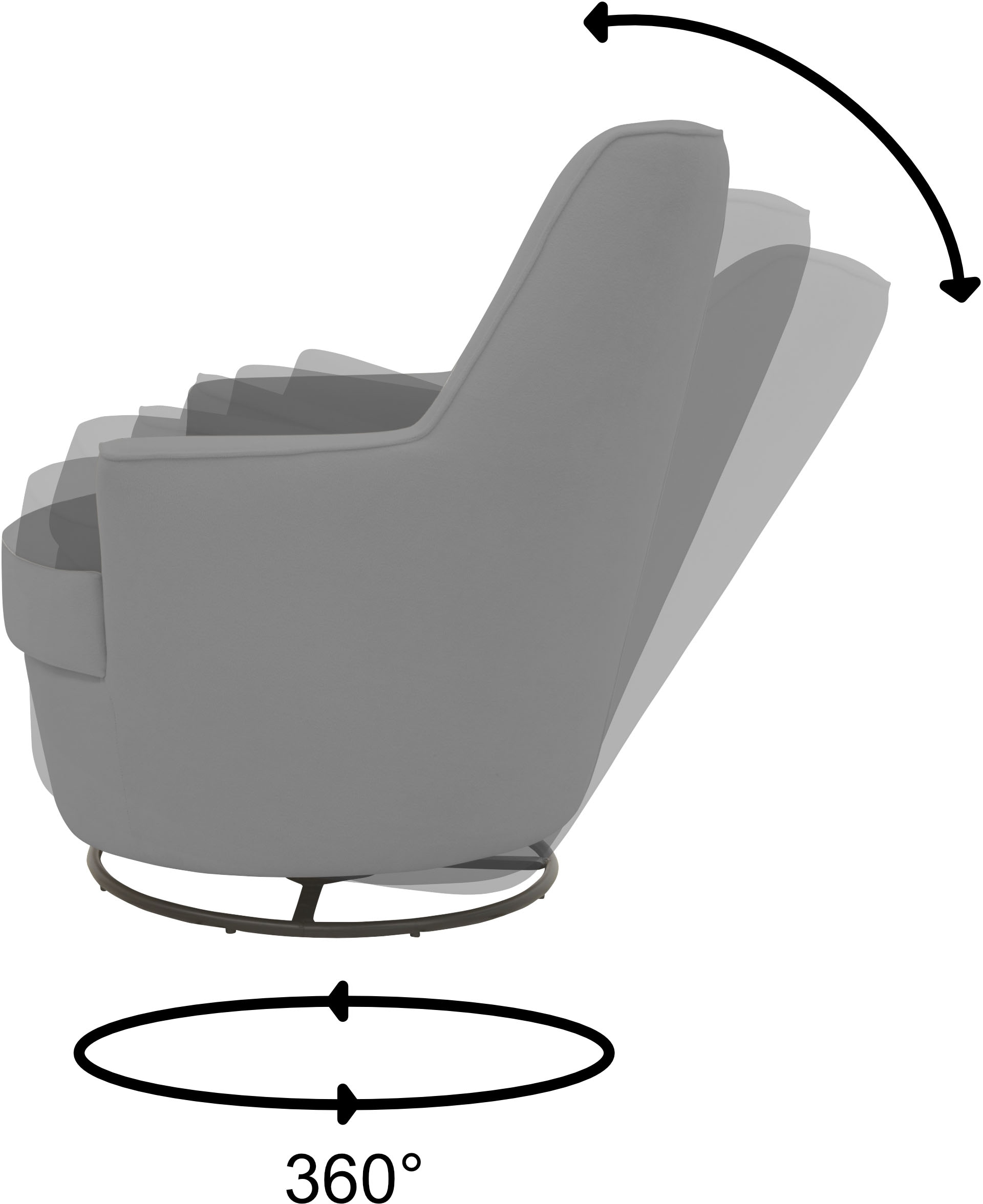 INOSIGN Drehsessel »HETTY, Drehsessel mit Wippfunktion und Hocker; Lesesessel, Armsessel«, (Set, 2 St.), mit Dreh/Wippfunktion, mit Federkern, in Cord und Microfaser