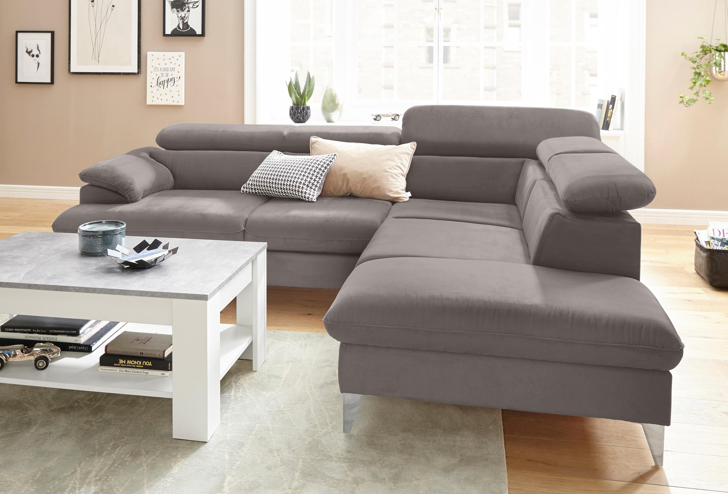 COTTA Ecksofa »Caluso L-Form«, mit Kopfteilverstellung, wahlweise mit Bettfunktion & Bettkasten