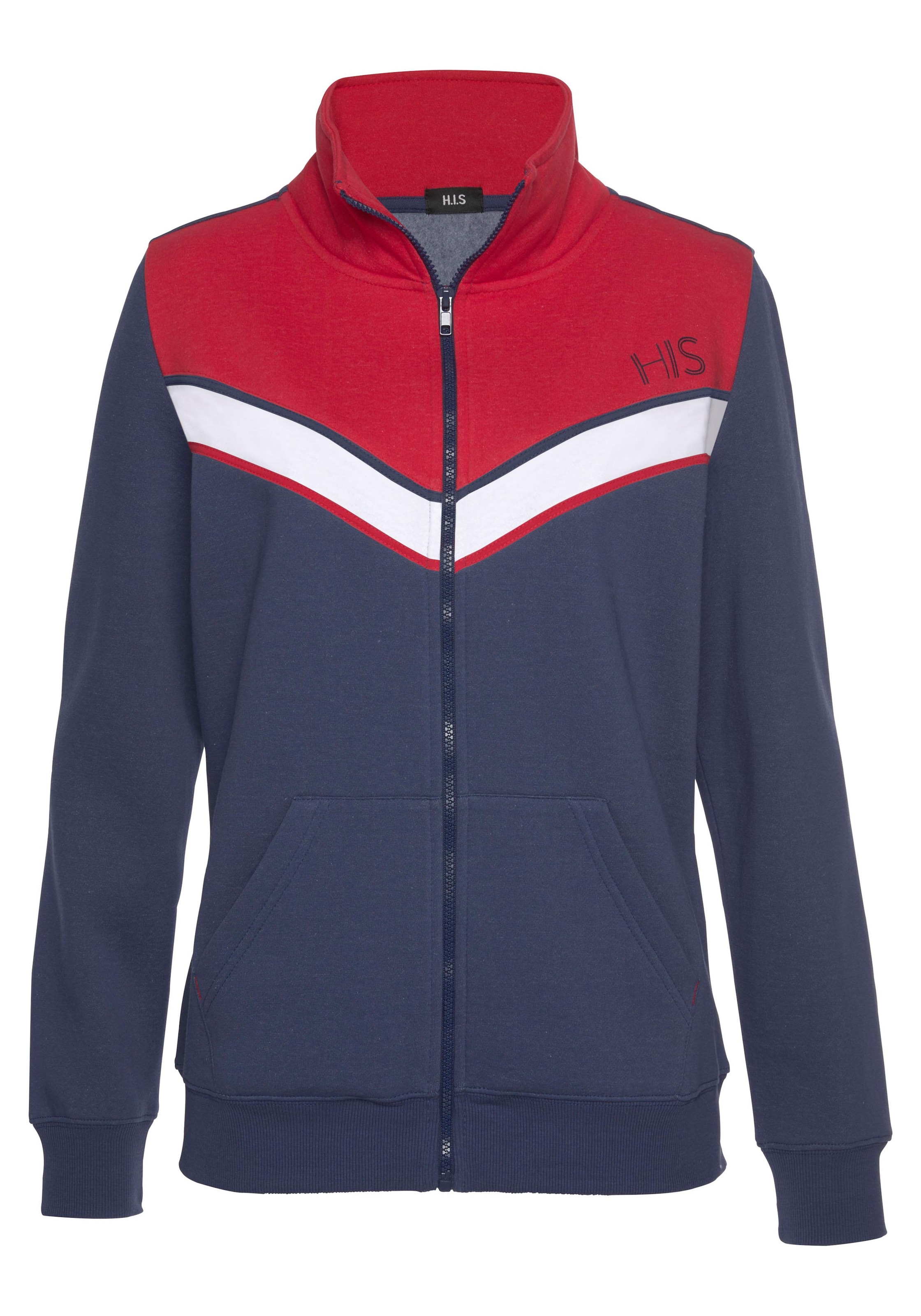 H.I.S Sweatjacke, mit Kontraststreifen, Loungeanzug