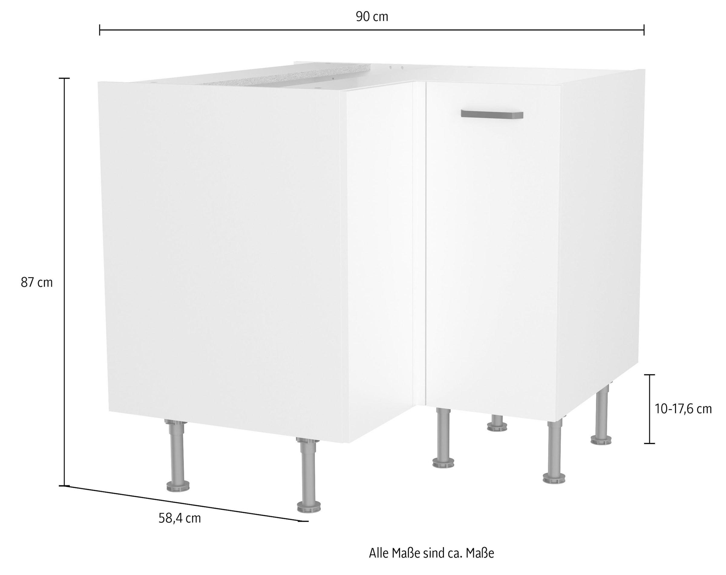 KOCHSTATION Unterschrank »KS-Paula« 90 x 90 cm breit, 87 cm hoch, mit 2 Türen, 1 Einlegeboden