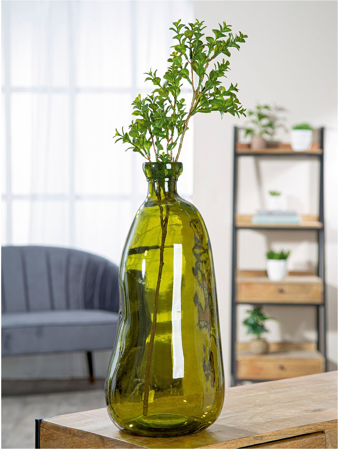 GILDE Bodenvase »Bodenvase bauchig; organisch Organical grün H. 51 cm«, (1 günstig online kaufen