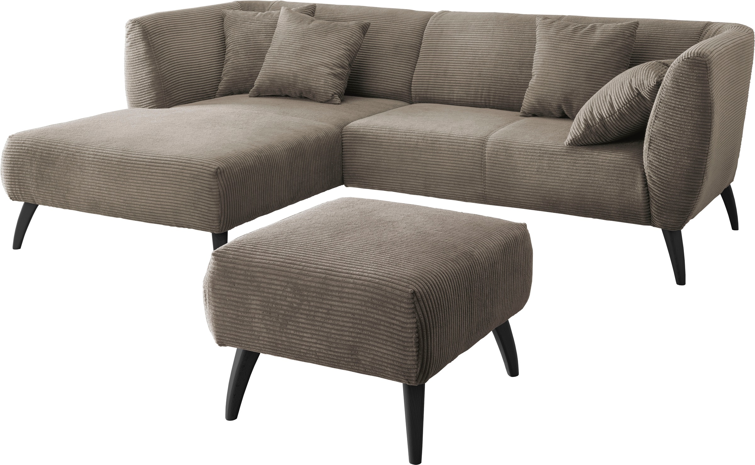 INOSIGN Ecksofa »Colori L-Form«, Holzfußfarbe wählbar, inkl. 4x Zierkissen günstig online kaufen