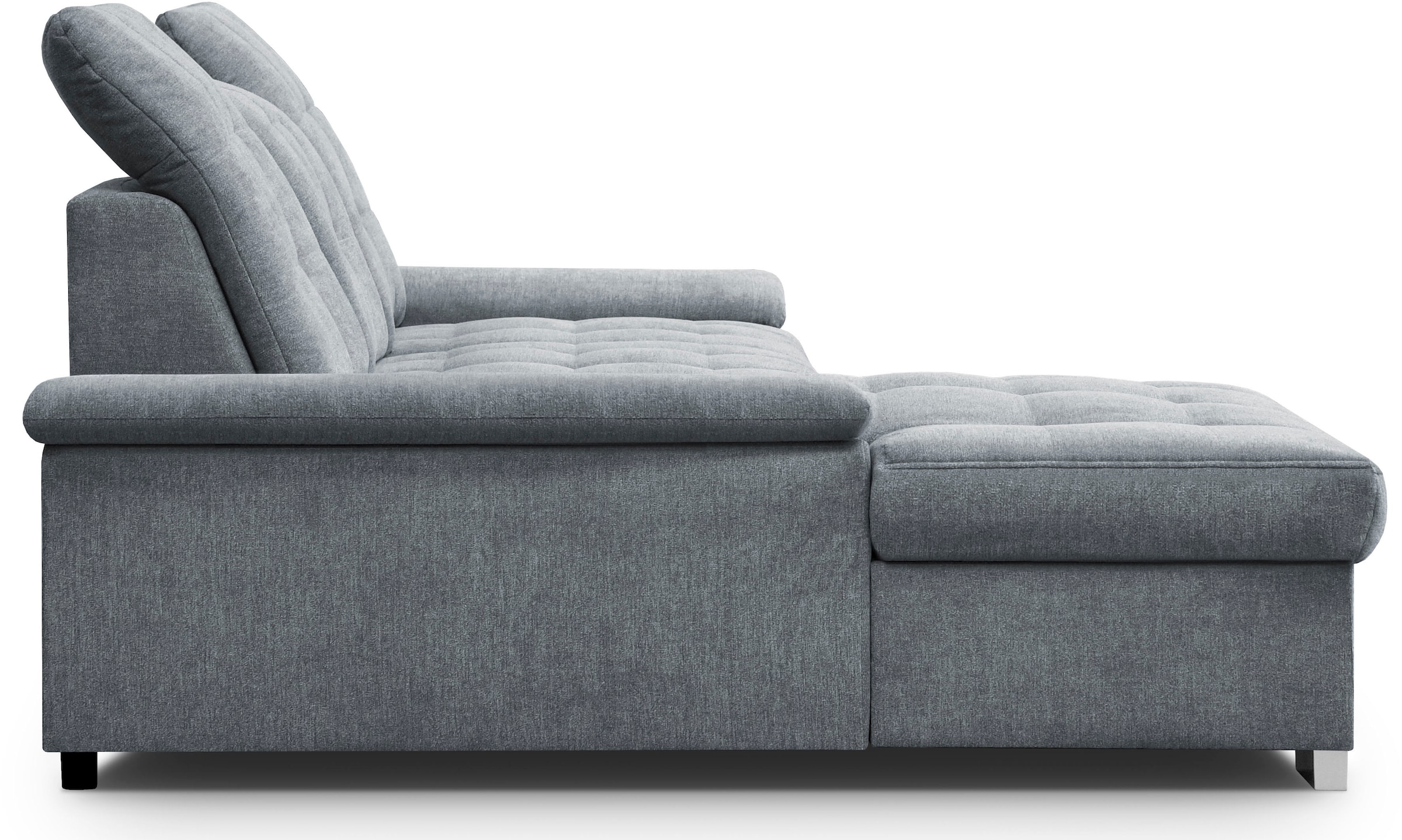 WERK2 Ecksofa »Carmen, mit Bettfunktion & Bettkasten, optional Sitztiefenverstellung« ohne Sitztiefenverstellung, Struktur weich, grau