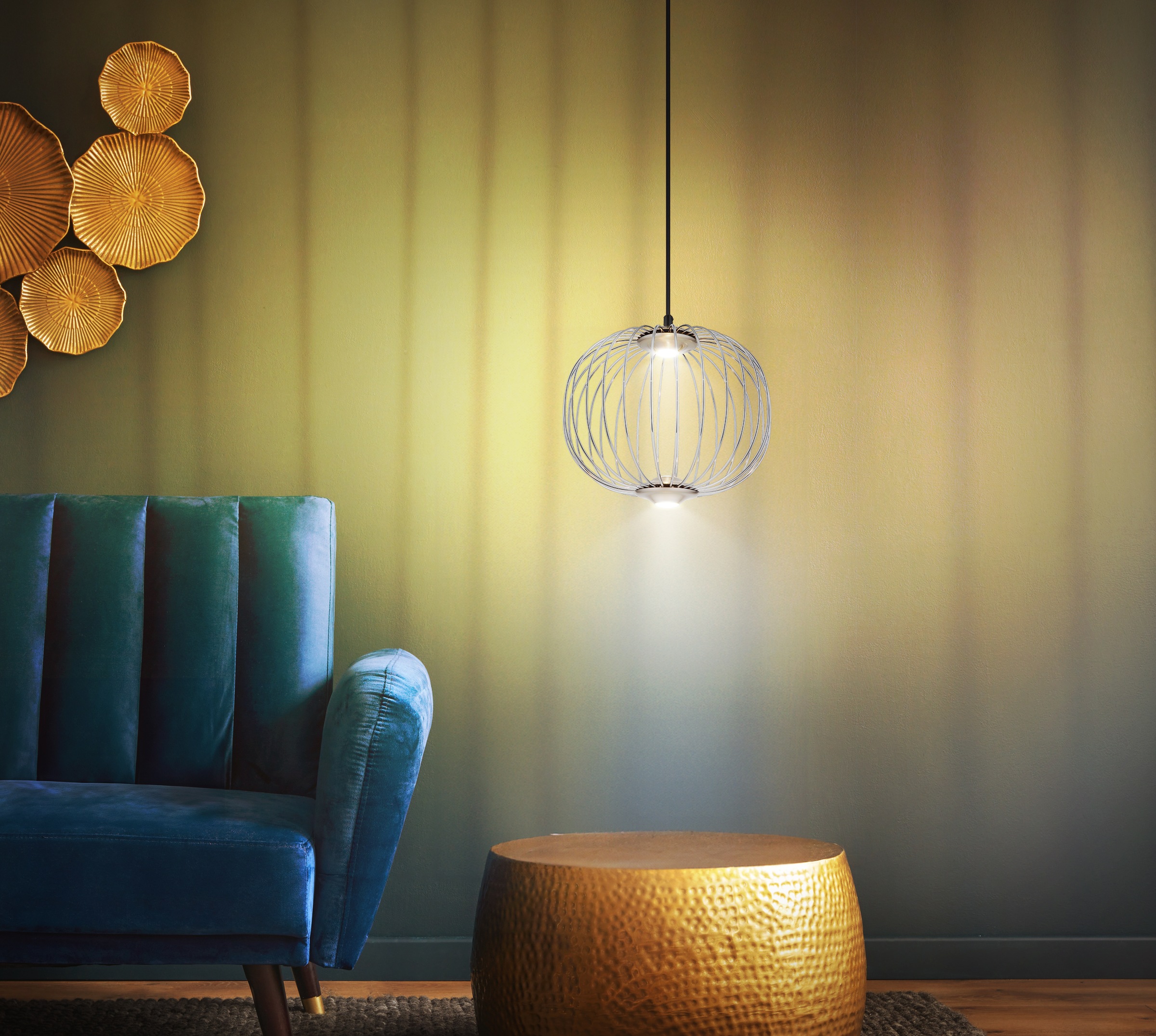 GLOBO LIGHTING Hängeleuchte »GALWAY« LED-Modul 1 Stk. Warmweiß Hängelampe 3 Stufen Metallstäbe DM 30cm Esszimmer