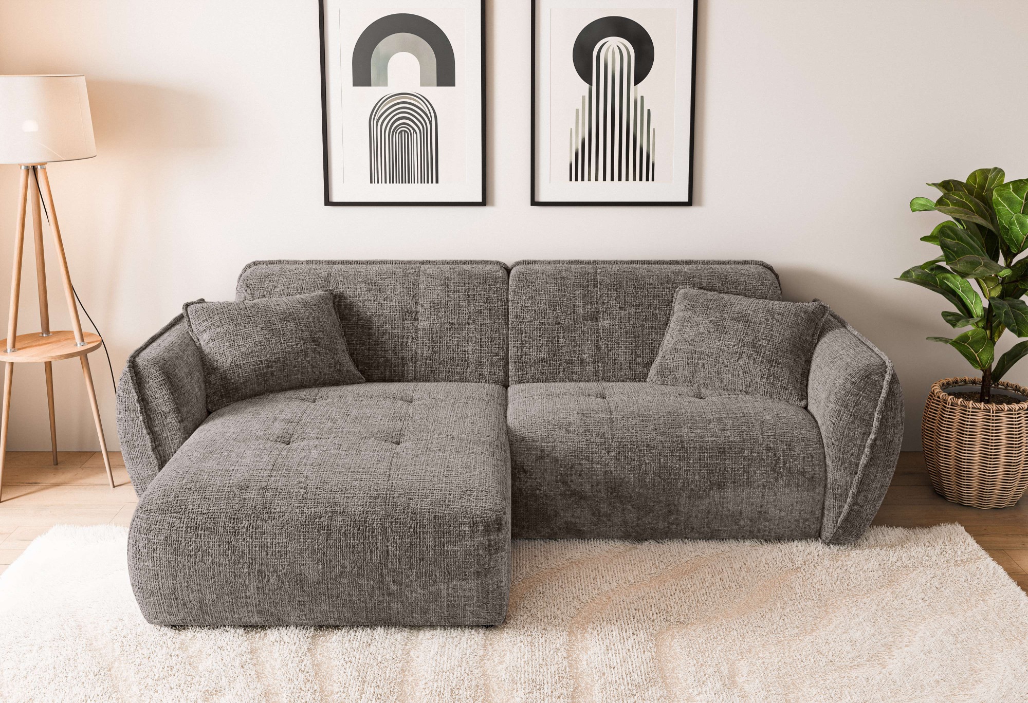 Home affaire Ecksofa »MIRELDA L-Form mit Steppungen, Recamiere rechts/links günstig online kaufen