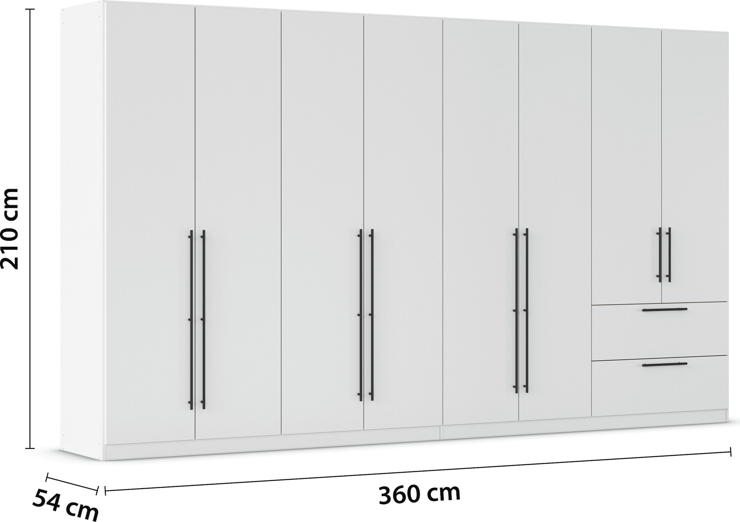 rauch Kleiderschrank »Drehtürenschrank Schrank Garderobe Wäscheschrank Schlafzimmer AVOLA«, (in 3 verschiedenen Ausstattungen BASIC/CLASSIC/PREMIUM), mit hochwertigen Stangengriffen aus Metall in Schwarz MADE IN GERMANY