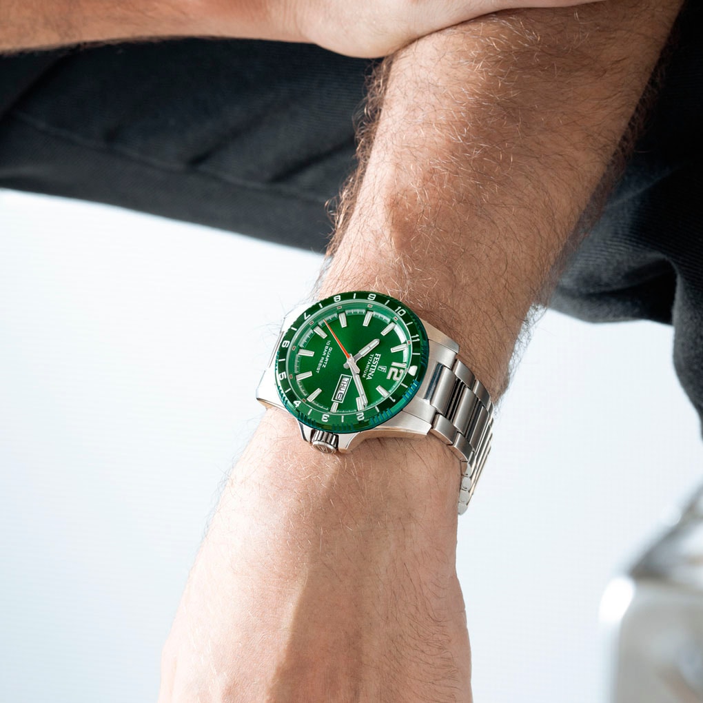 Festina Quarzuhr »Calendario Titanium«, Armbanduhr, Herrenuhr, analog, Tag, Wochentag