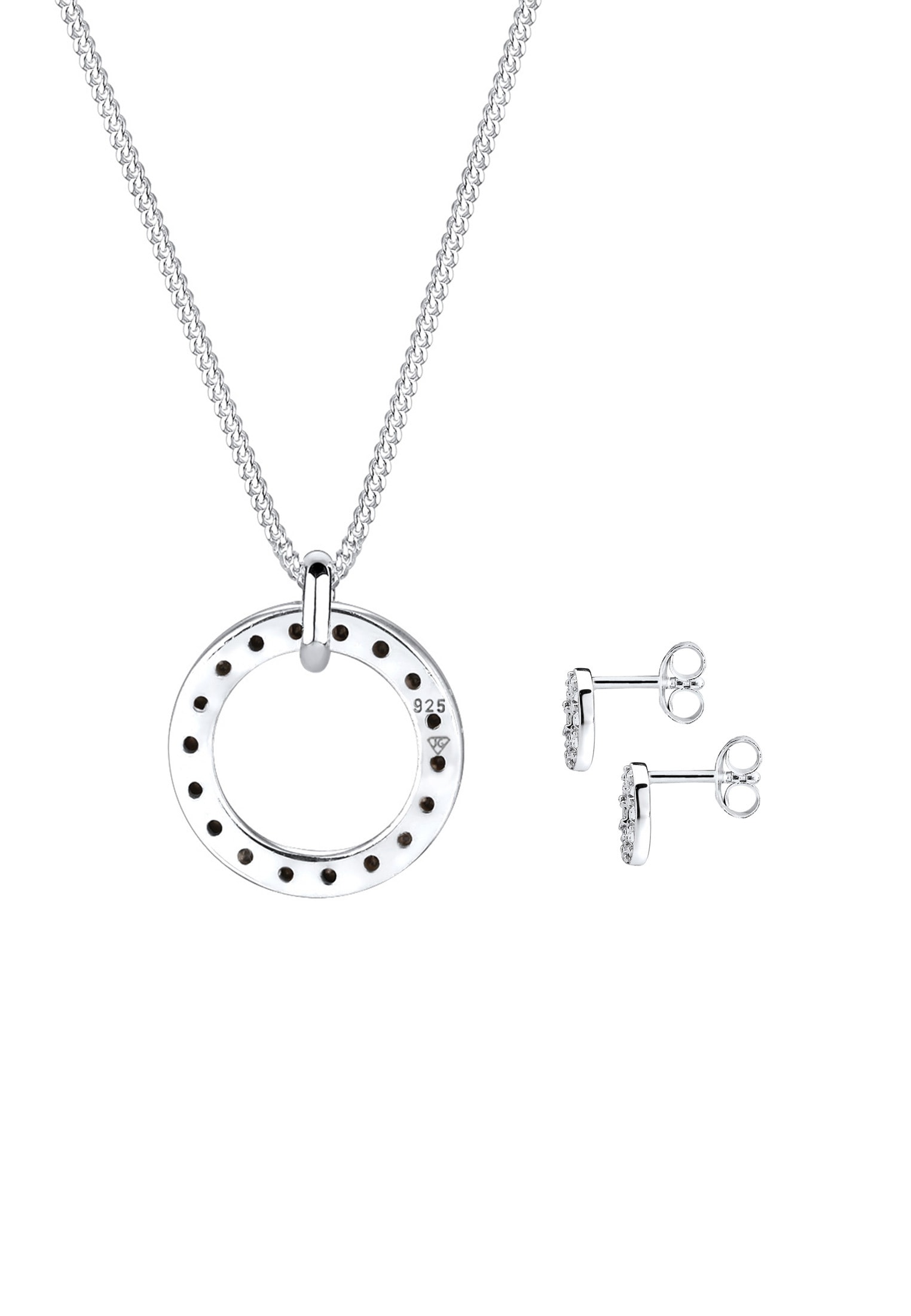 Elli Schmuckset »Kreis Kristalle Ohrring Halskette Set 925 Silber«