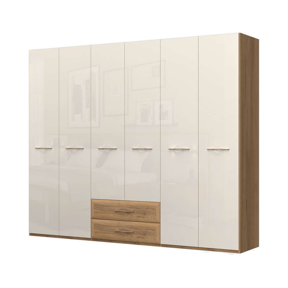 Home affaire Kleiderschrank »Gala, beige hochglänzend UV lackiert, kratzfest, FSC-zertifiziert«, (abgerundete Schubladen aus MDF im Holzdekor, soft-close), hoher Schrank (224cm), wahlweise in 4 Breiten, Made in Europe