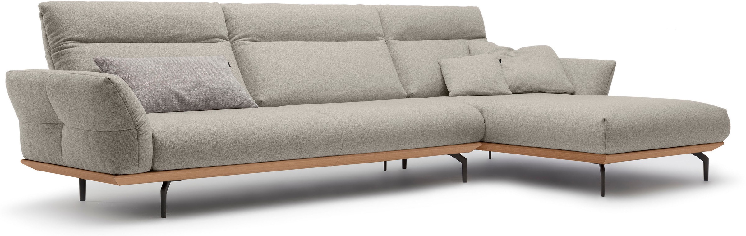 Creation BY ROLF BENZ Ecksofa »CR.460«, Sockel in Eiche, Winkelfüße in Umbragrau, Breite 338 cm