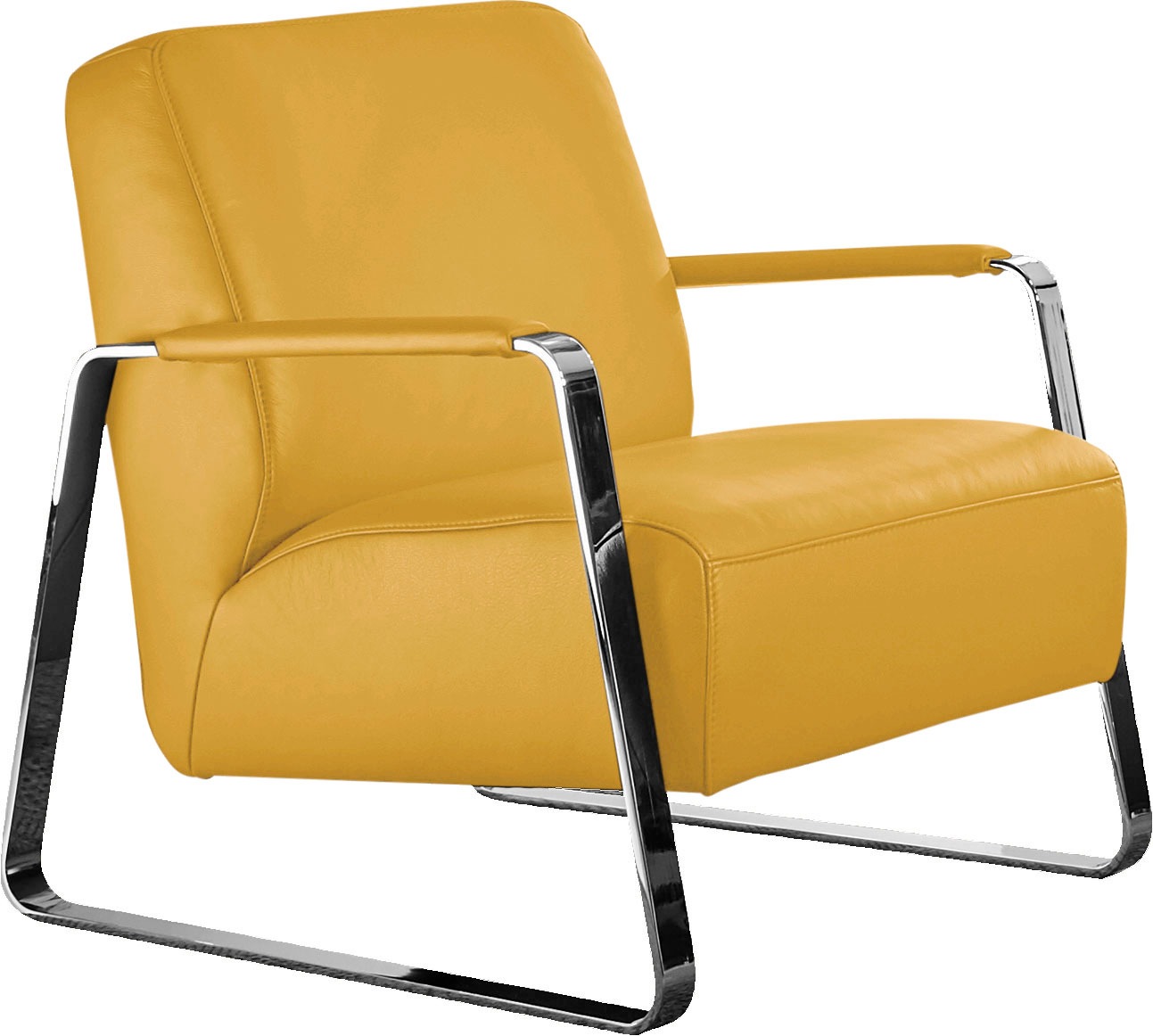 W.SCHILLIG Cocktailsessel »quadroo Designsessel, Loungesessel«, mit bezogenen Armlehnen, Gestell in Chrom glänzend