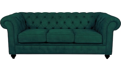 Chesterfield-Sofa »Duc 3-Sitzer«, hochwertige Knopfheftung im Rücken, Samtoptik mit...