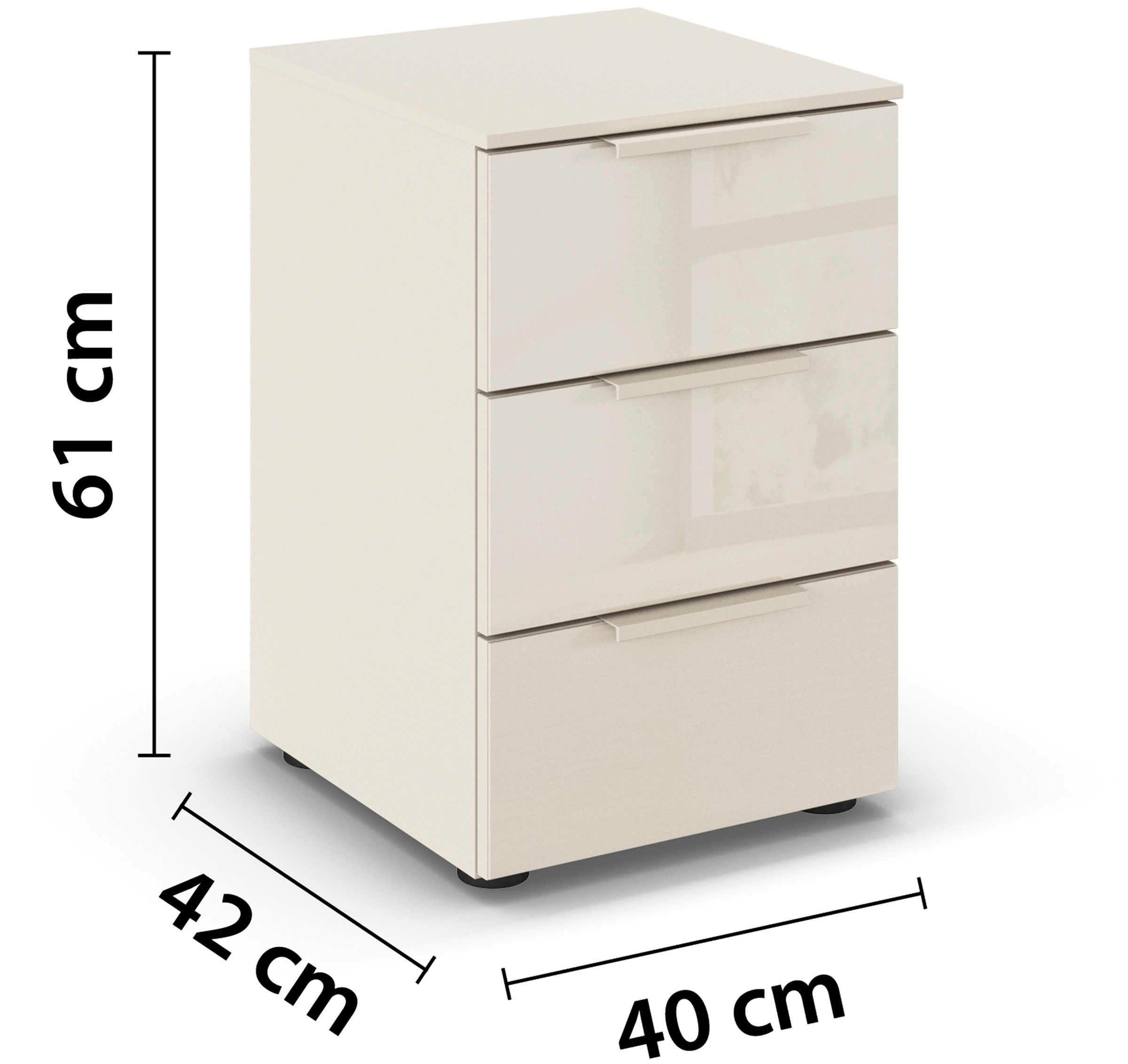 rauch Nachtkommode »Nachttisch Nachtschrank Nachtkonsole FLIPP mit Glasfront« Breite 40 cm,  mit 3 Schubladen und Soft-Close-Funktion sowie Glasfront