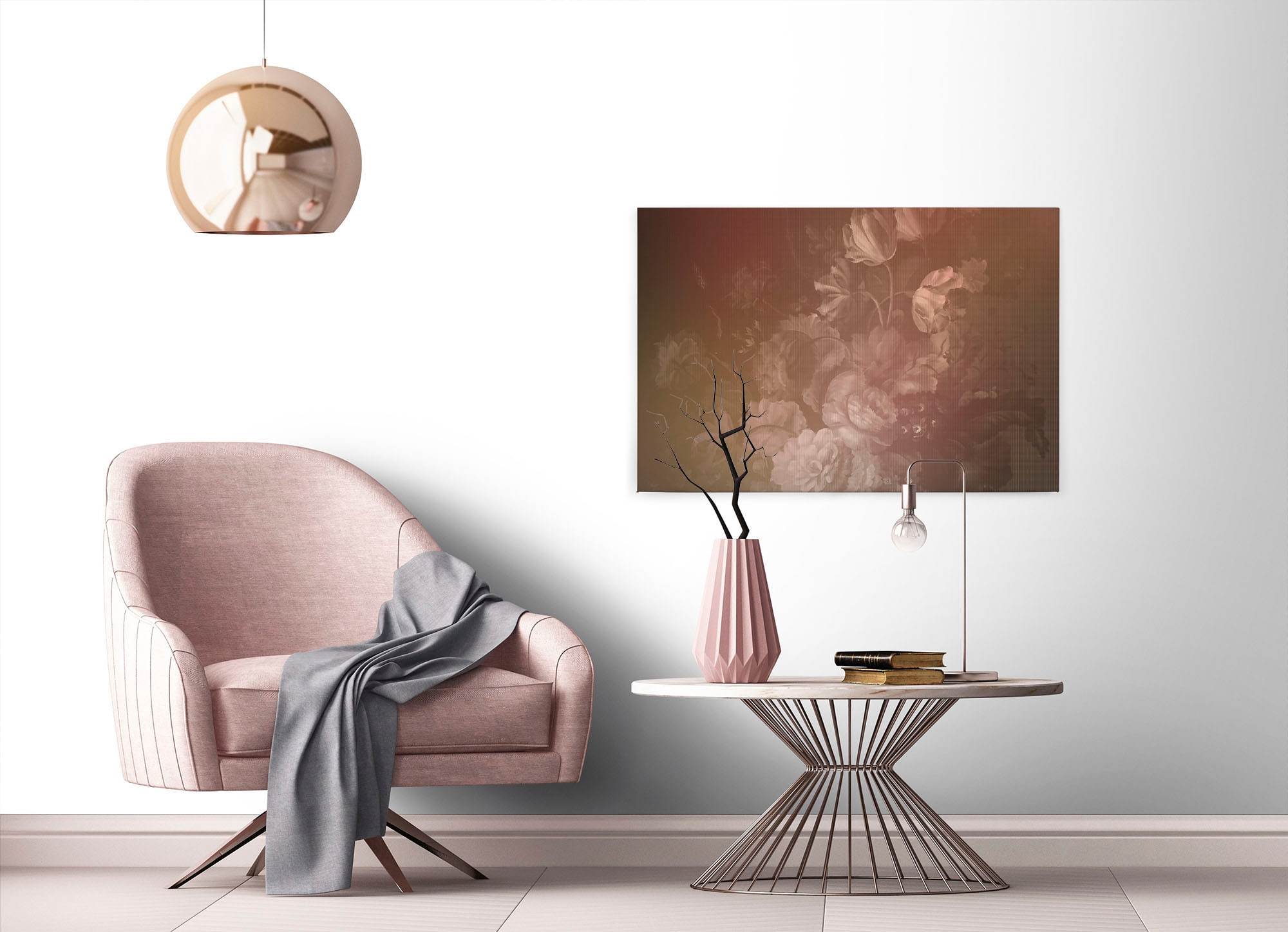 A.S. Création Leinwandbild »dutch pastel 3«, Kunst-Blumen-Kinder, (1 St.), Keilrahmen Bild Floral Rosen Rosé Leinwand-Bild Wohnzimmer modern Wand