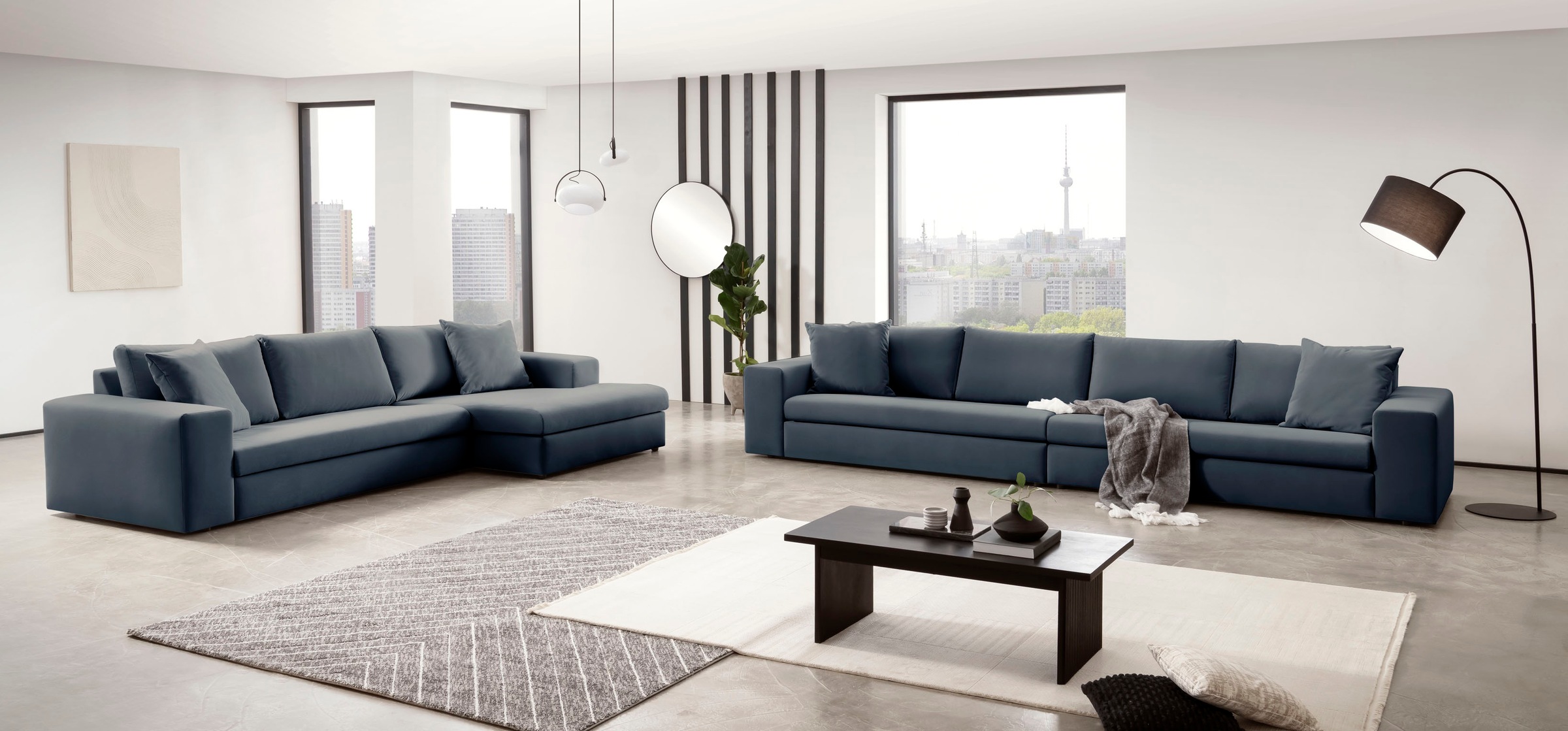 andas Ecksofa »SLEETLAND XXL in Samtvelours oder Vintage-Leder-Optik, L-Form,«, besonders groß und bequem
