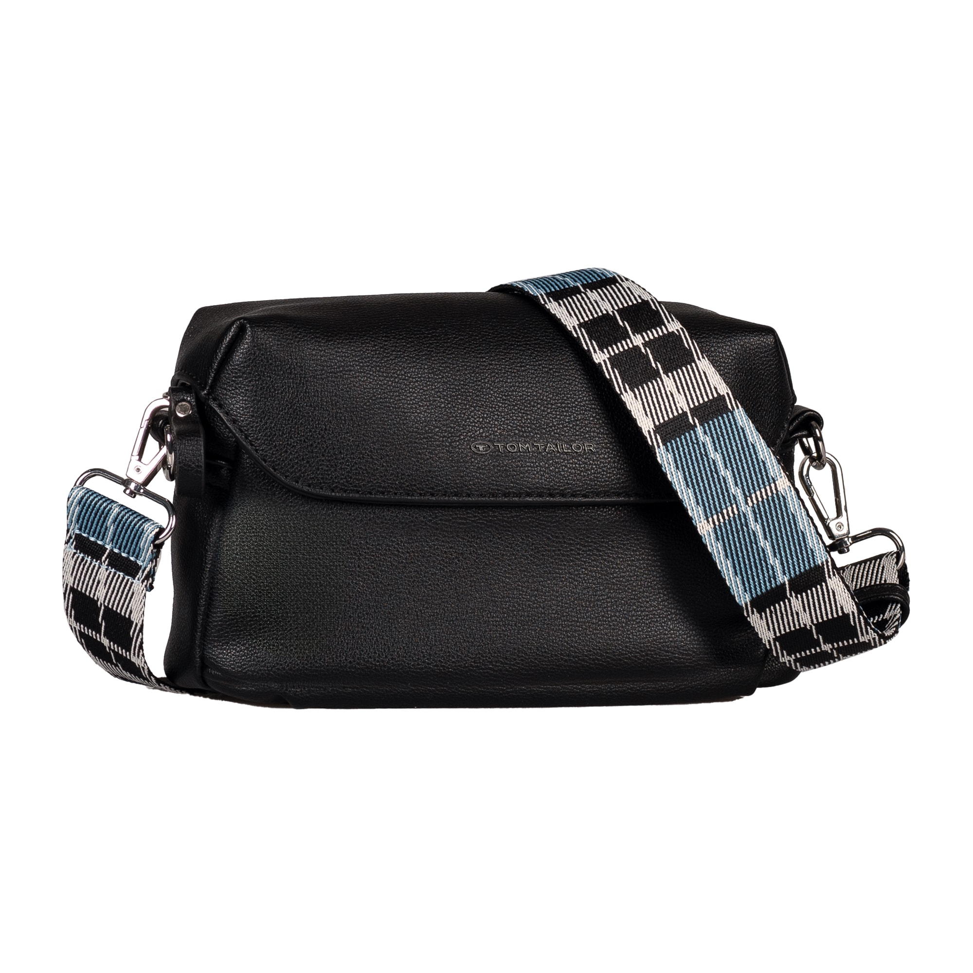 TOM TAILOR Handtasche »Chrissi« aus weichem Lederimitat mit breitem karierten Gewebeband