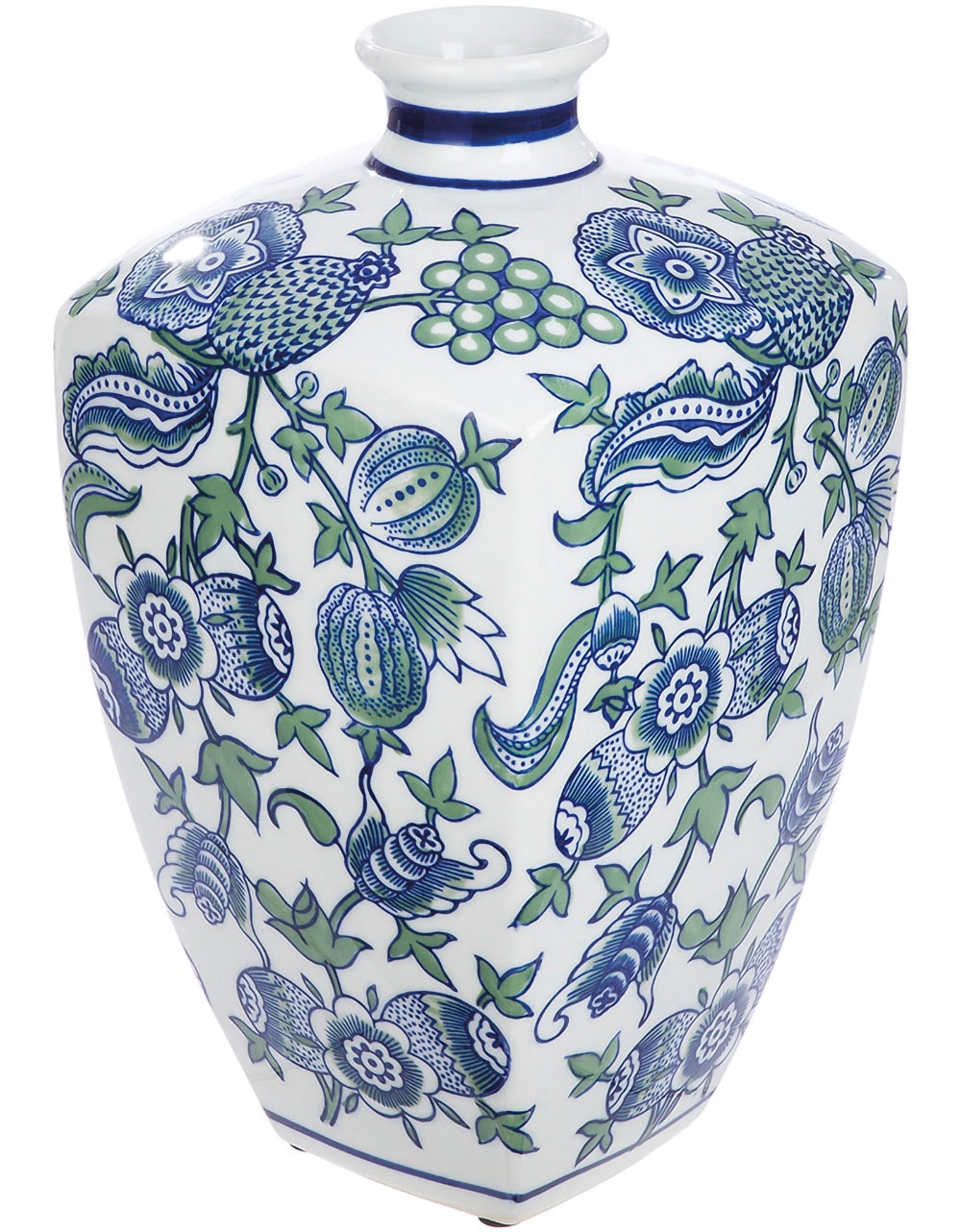 GILDE Dekovase »Vase Fayencen, eckig, aus Keramik, Höhe ca. 31 cm«, (1 St.) günstig online kaufen