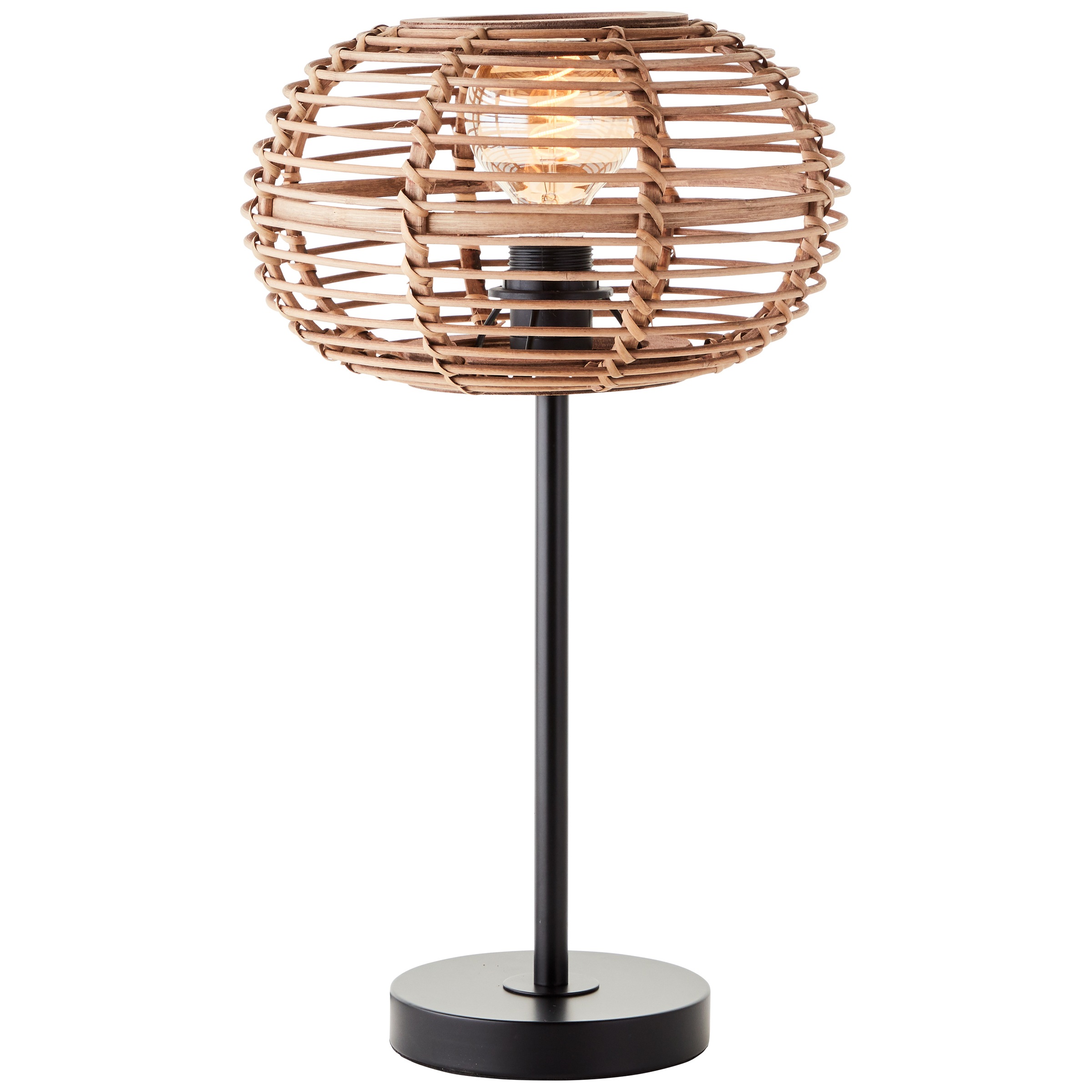 Brilliant Tischleuchte »Woodball«, 1 flammig, Leuchtmittel E27 | ohne Leuchtmittel, mit Bambus Schirm, 49 x 28 cm, E27, matt schwarz/natur