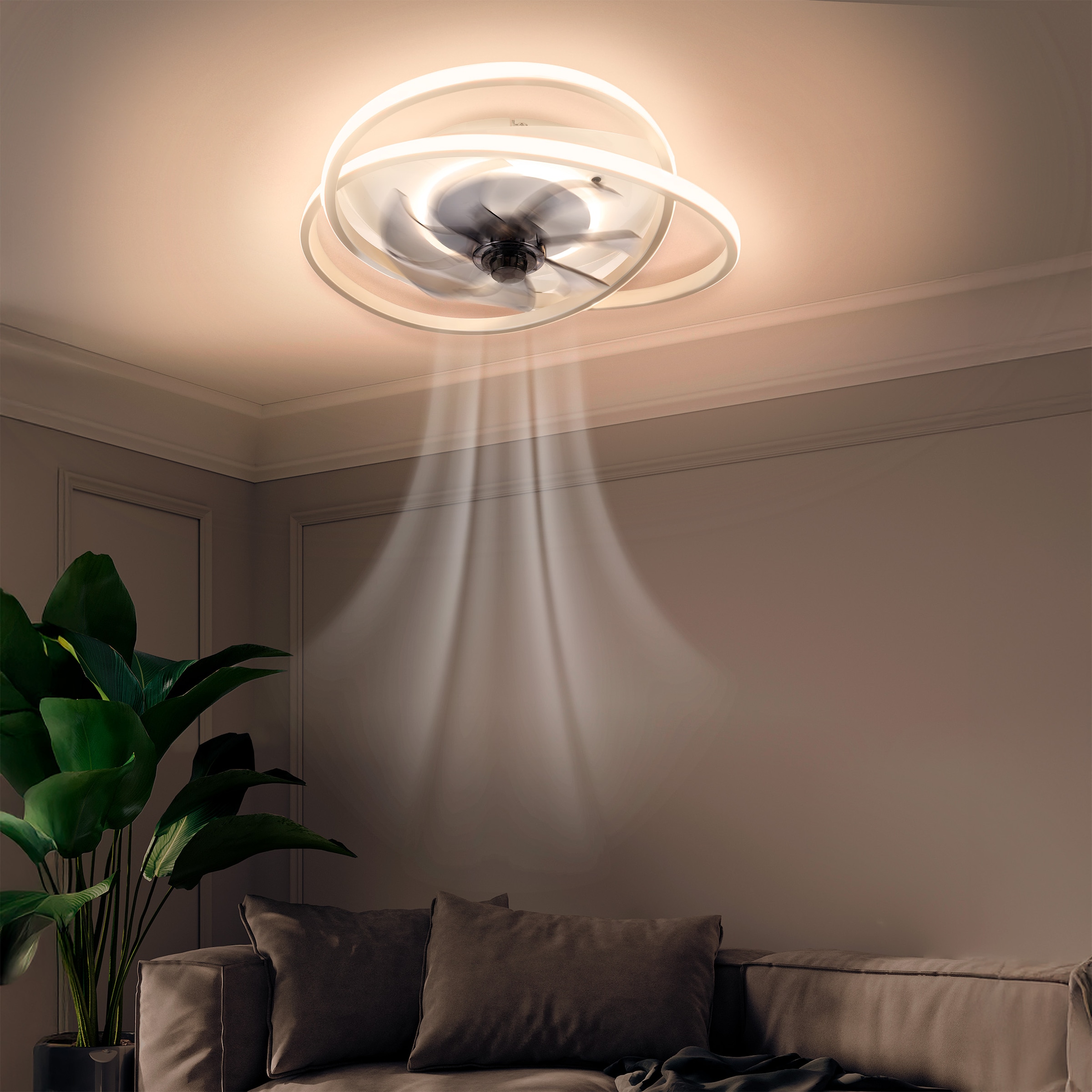 OTTO home LED Deckenleuchte »Lunnee Deckenventilator« LED-Modul 1 Stk. warmweiß - kaltweiß Ventilator, Dimmbar per IR-Fernbedienung, CCT, Memory, Nachtlicht