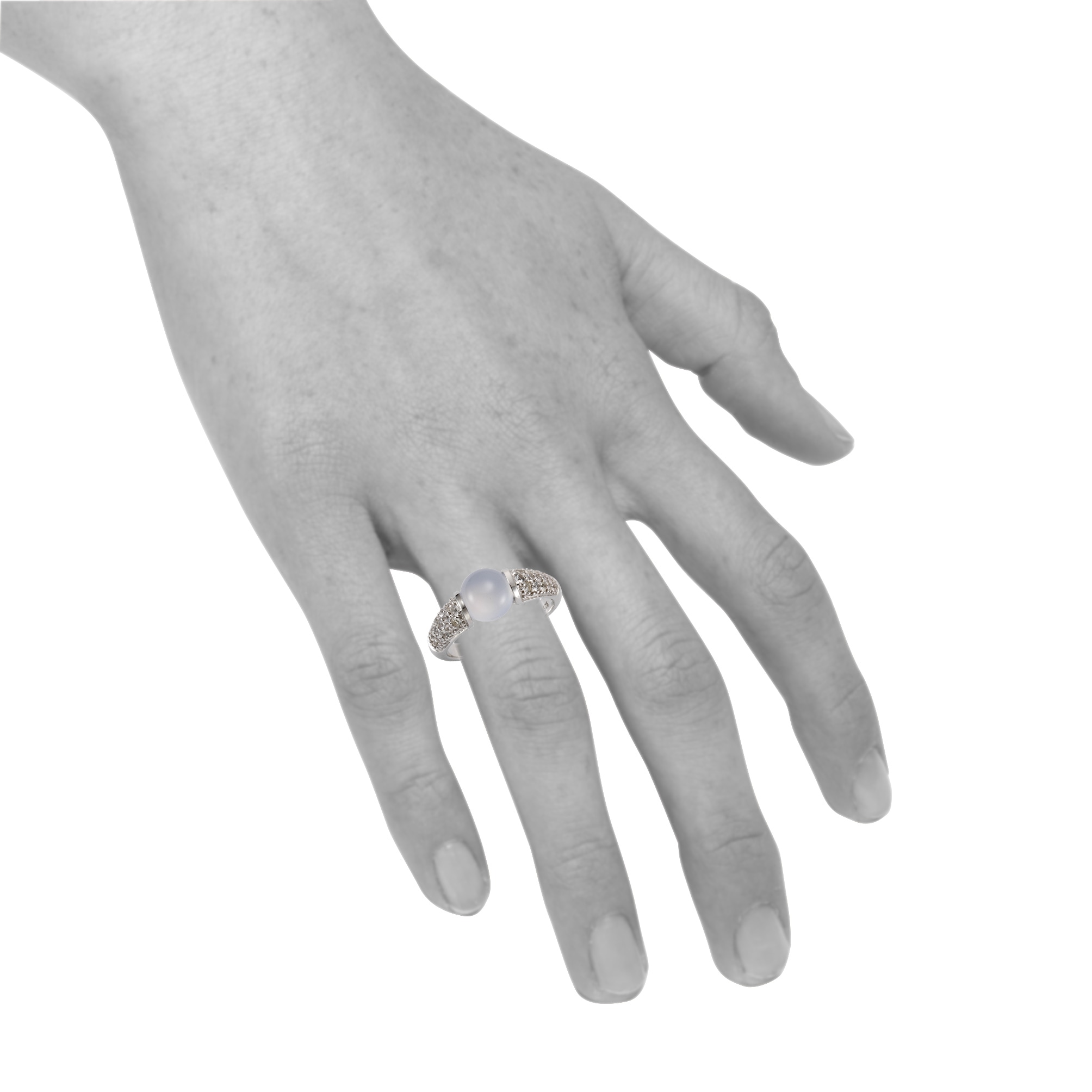 Jamelli Fingerring »925 Silber rhod. Chalcedon und Weißtopas«