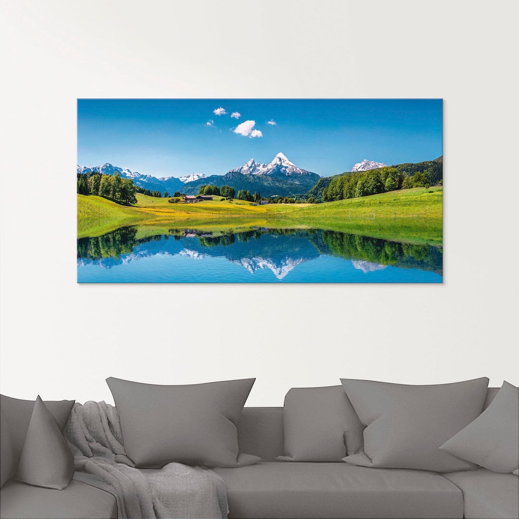 Artland Glasbild »Landschaft in den Alpen«, Berge, (1 St.)