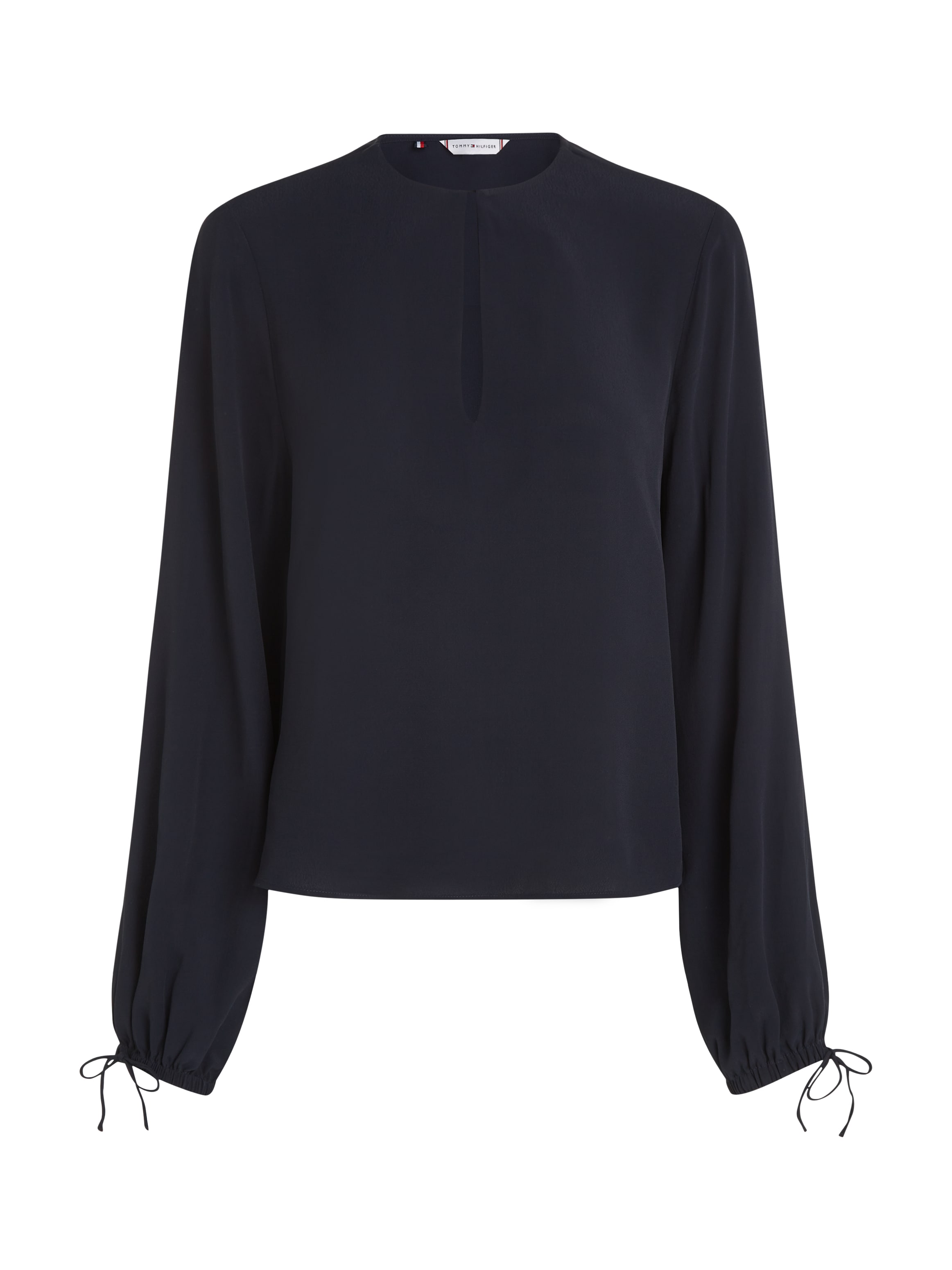 Tommy Hilfiger Crepebluse »VISCOSE CREPE SOLID VN BLOUSE«, mit Metalllabel