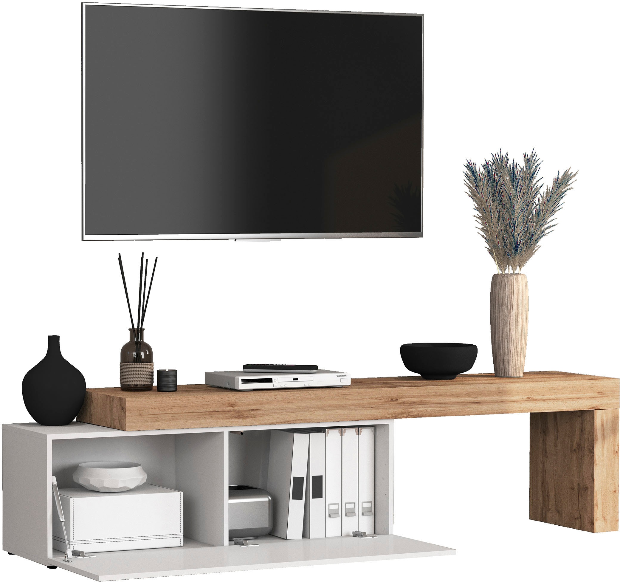 INOSIGN Lowboard »Chronos TV-Board, T-Schrank« Breite verstellbar von 180 bis 290 cm, 1 Stk. tlg. Breite 240 cm TV-Board,Lowboard,1 Klappe und ein L-Förmiger Aufsatz
