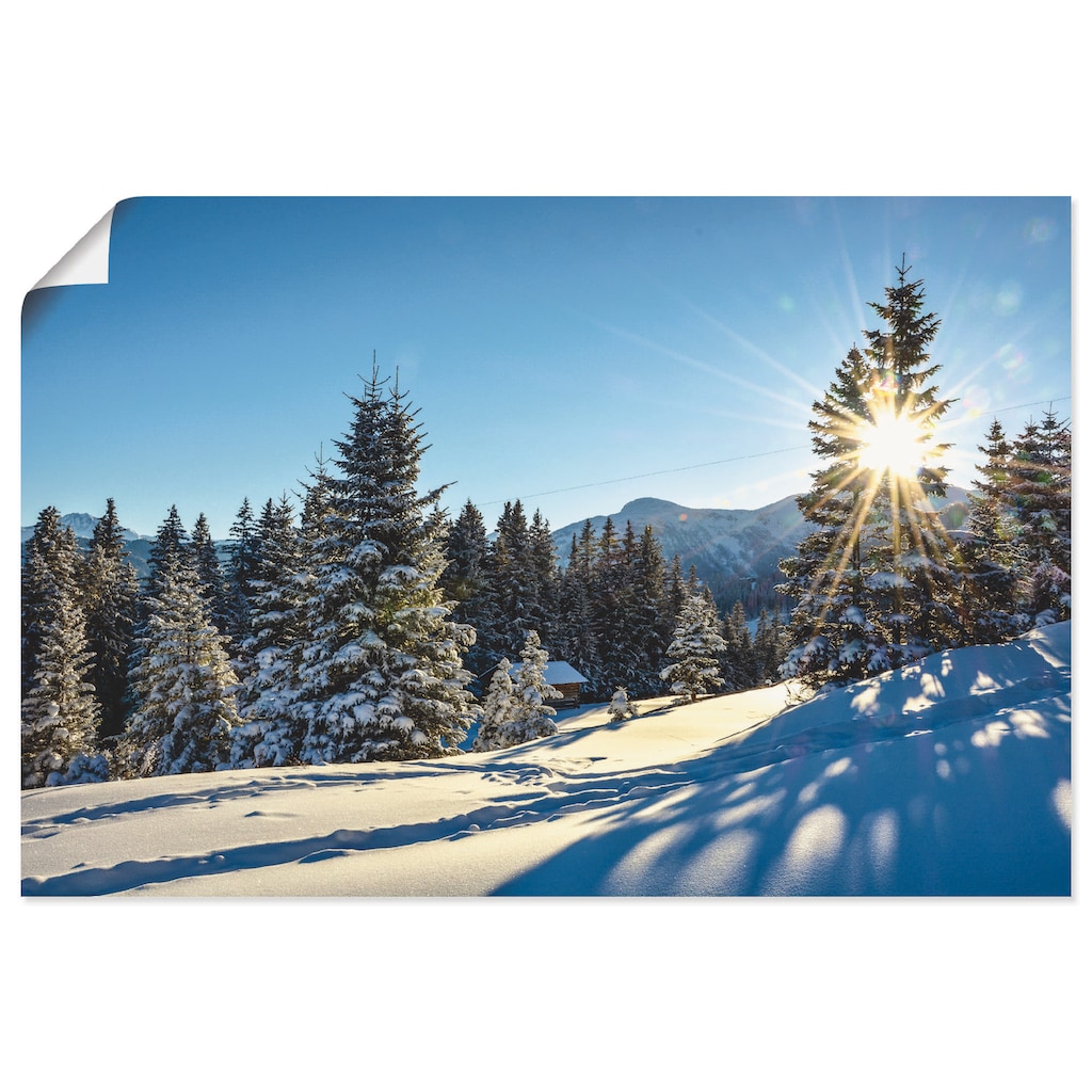 Artland Poster »Winterlandschaft mit Sonnenstern«, Berge, (1 St.)