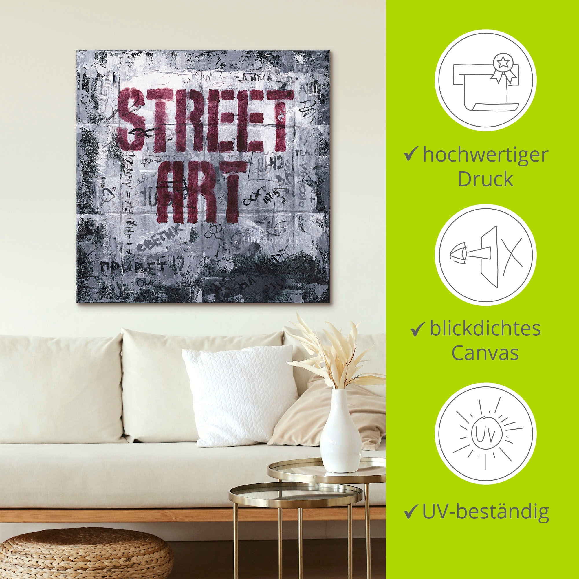 Artland Wandbild »Street Art - Straßenkunst«, Sprüche & Texte, (1 St.), als Alubild, Outdoorbild, Leinwandbild in verschied. Größen