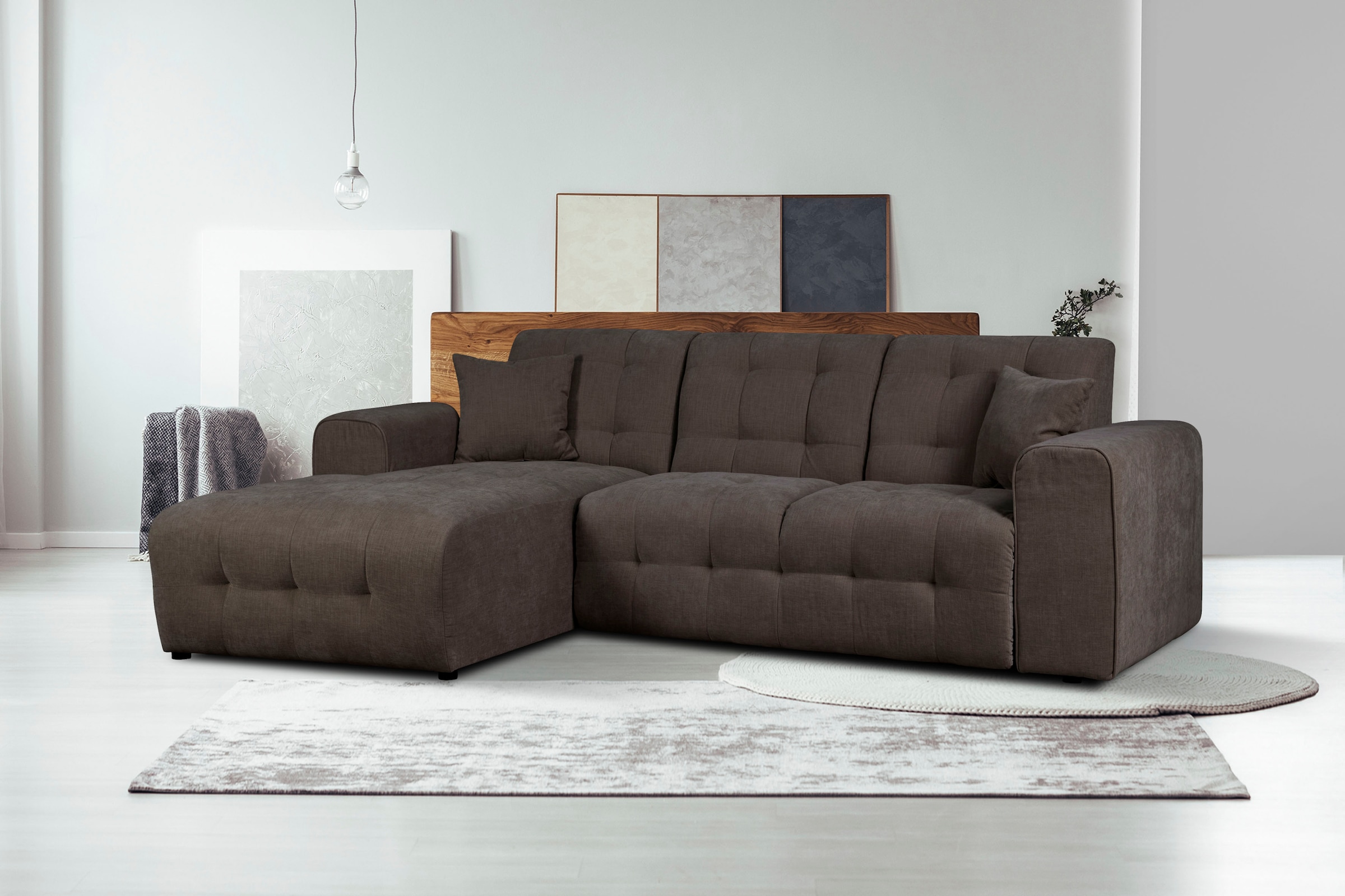 Home affaire Ecksofa »Nosia L-Form«, incl. 2 Zierkissen, mit feiner Steppun günstig online kaufen