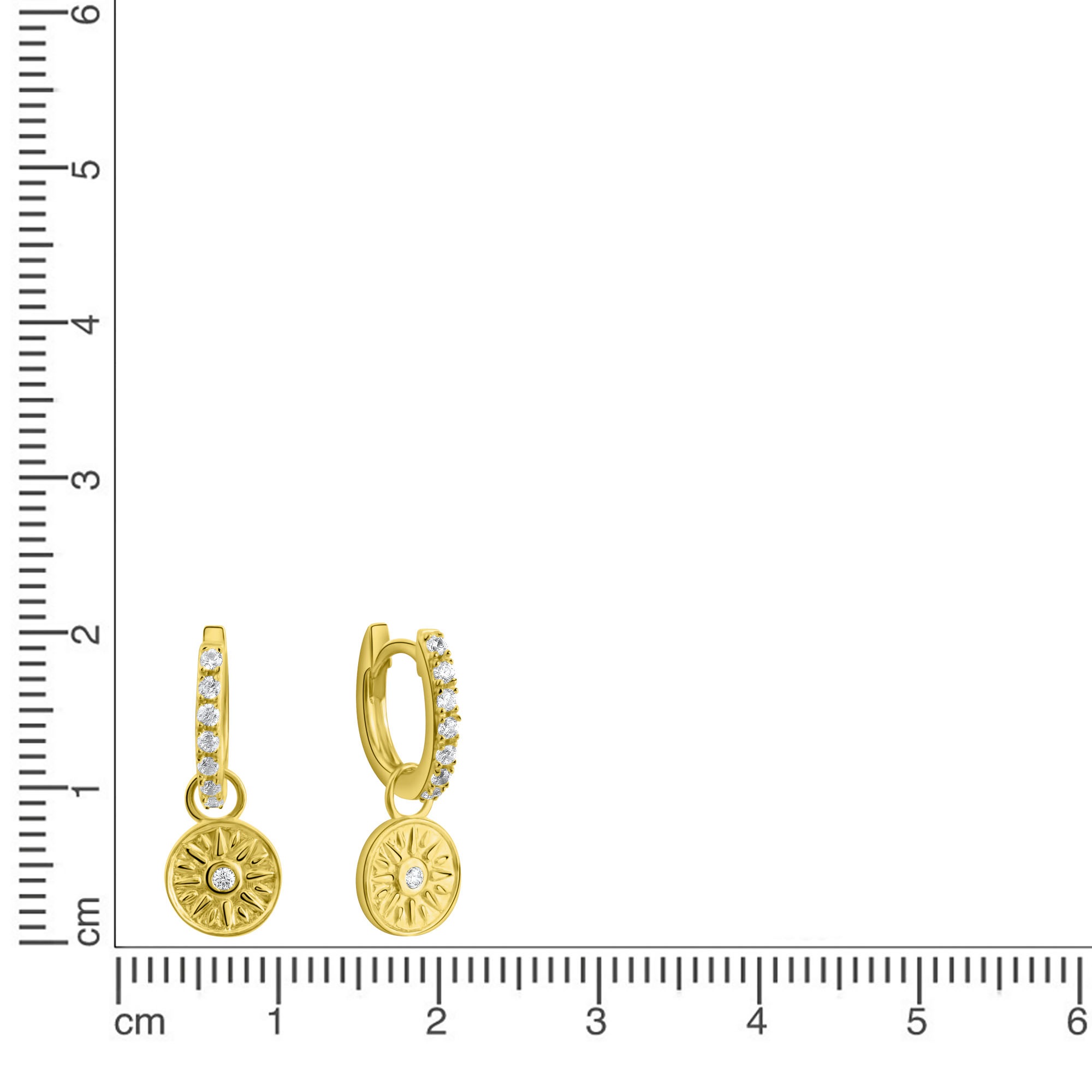 Firetti Paar Creolen »Schmuck Geschenk Silber 925 Ohrschmuck Ohrringe Sonne«, mit Zirkonia (synth.) - Einhänger abnehmbar