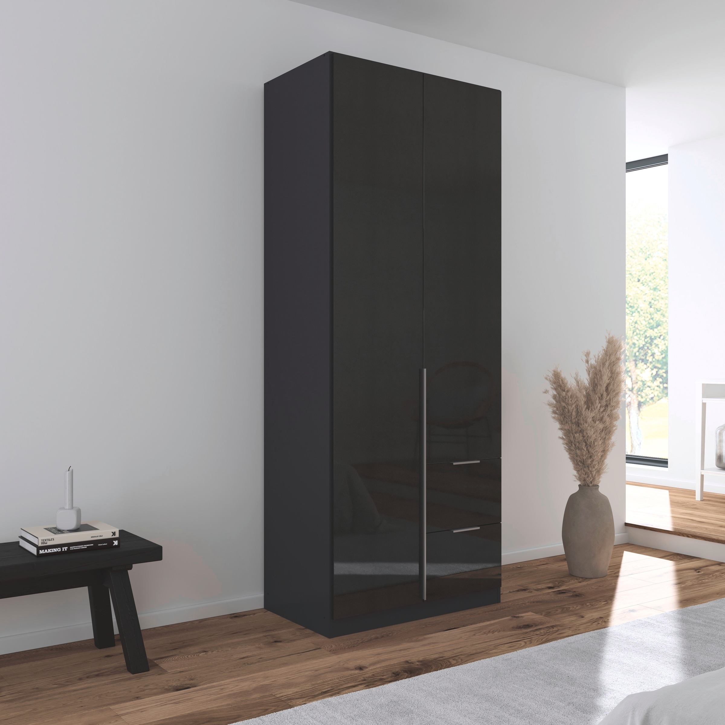 rauch Drehtürenschrank »Kleiderschrank Schrank Garderobe AGORDO mit Dekor- oder Hochglanzfront«, (in zwei Griff-Farben, Breiten 91-360 cm), mit Außenschubkästen, in 7 Breiten und 2 Höhen MADE IN GERMANY