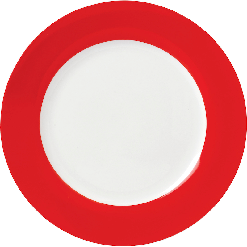 VAN WELL Speiseteller »Vario« Porzellan, spülmaschinen- und mikrowellengeeignet, Ø 26, 5 cm rot, weiß