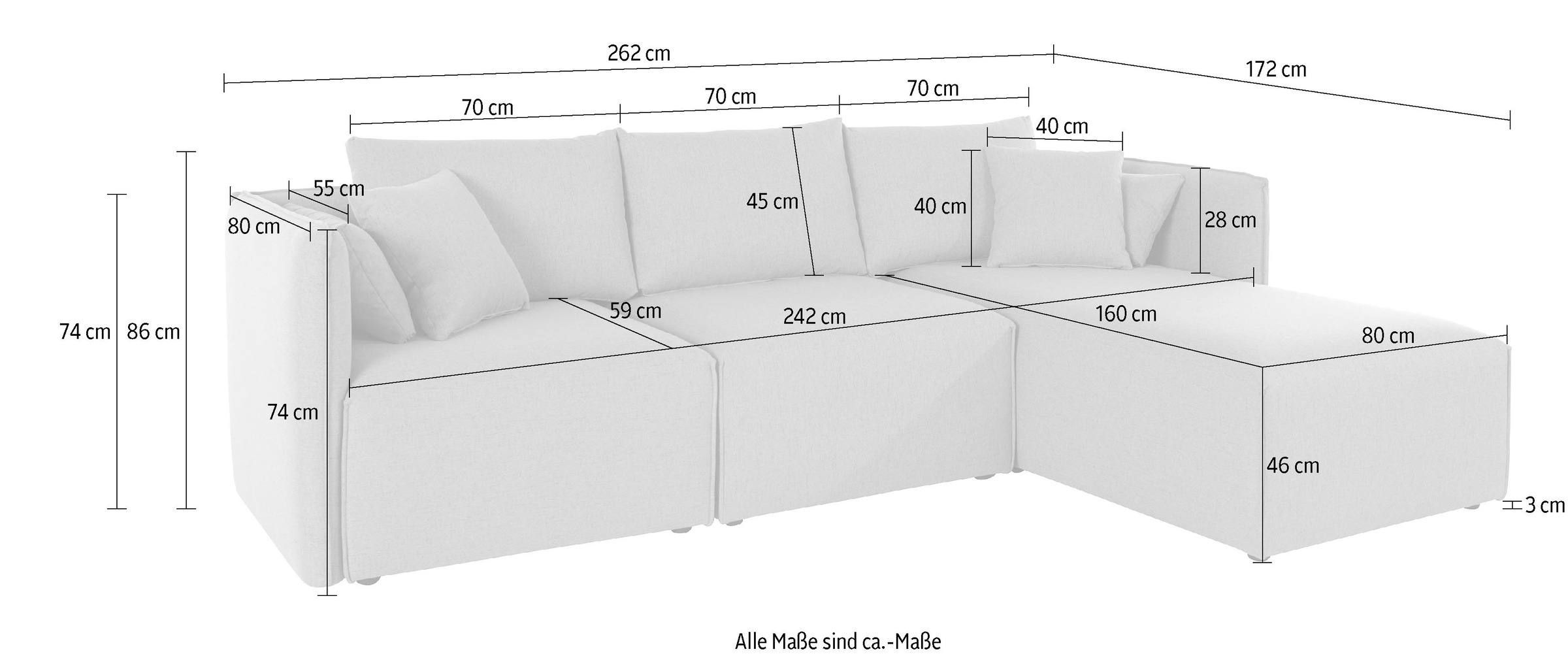 andas Ecksofa »Nöre«, (3 Teile), zusammengesetzt aus Modulen, in vielen Bezugsqualitäten und Farben